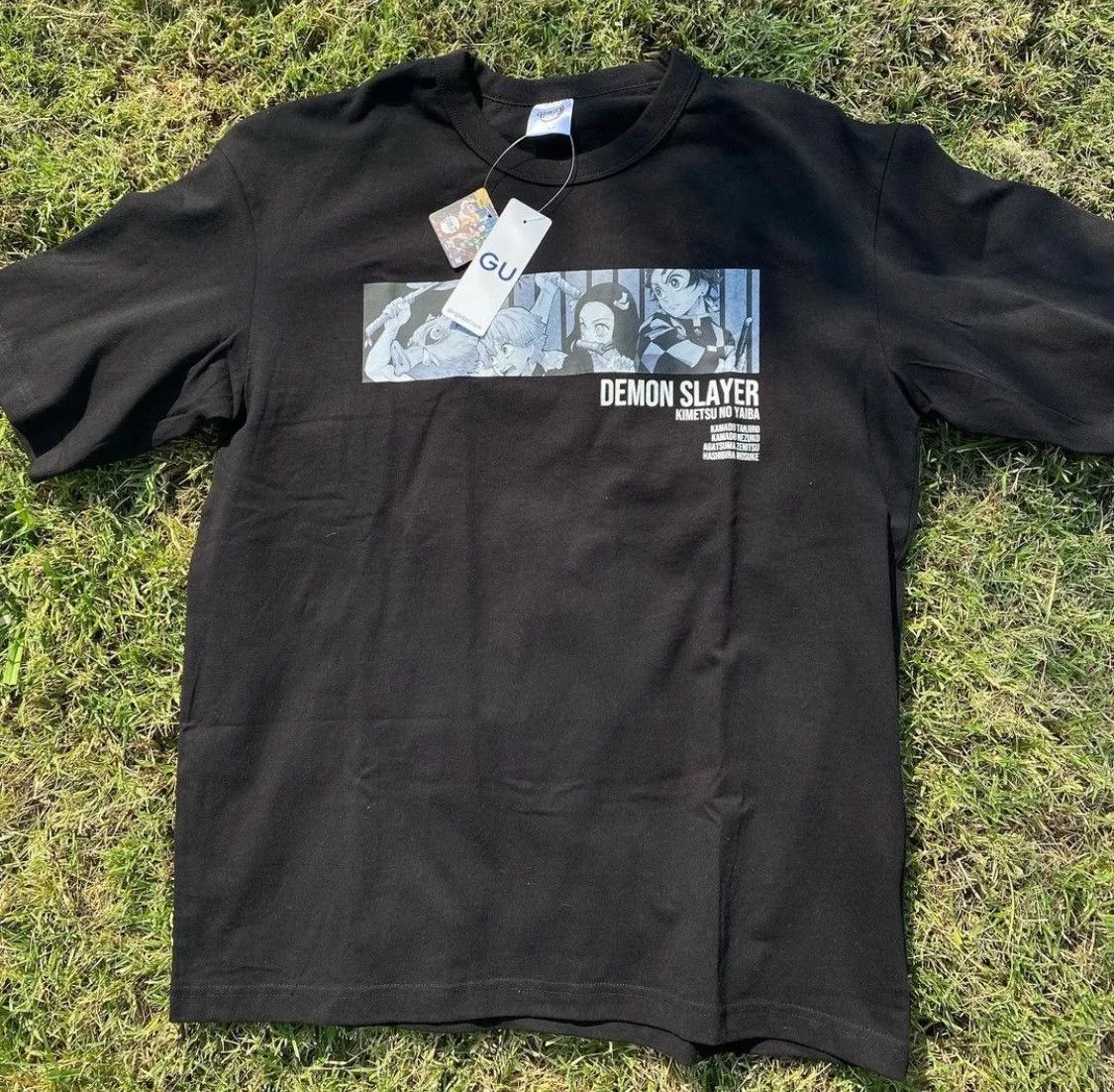 GU Short Sleeve T Shirts GU × Japanese Brand GU X DEMON SLAYER JAPAN EXCLUSIVE CHARACTER TEE Black