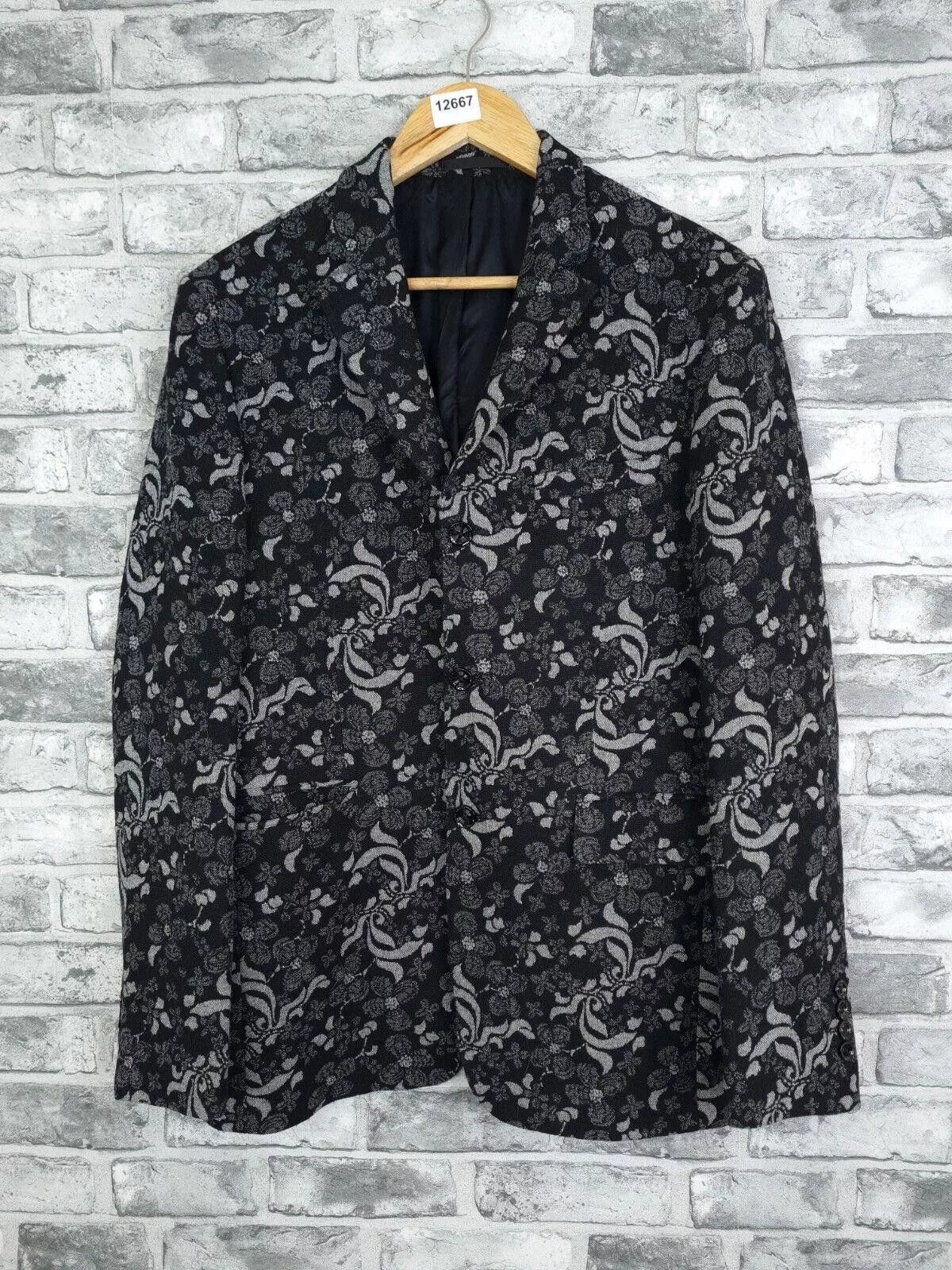 Pretty Green Light Jackets Pretty Green Blazer Size 4o Black Woven Wool Blend Jacket