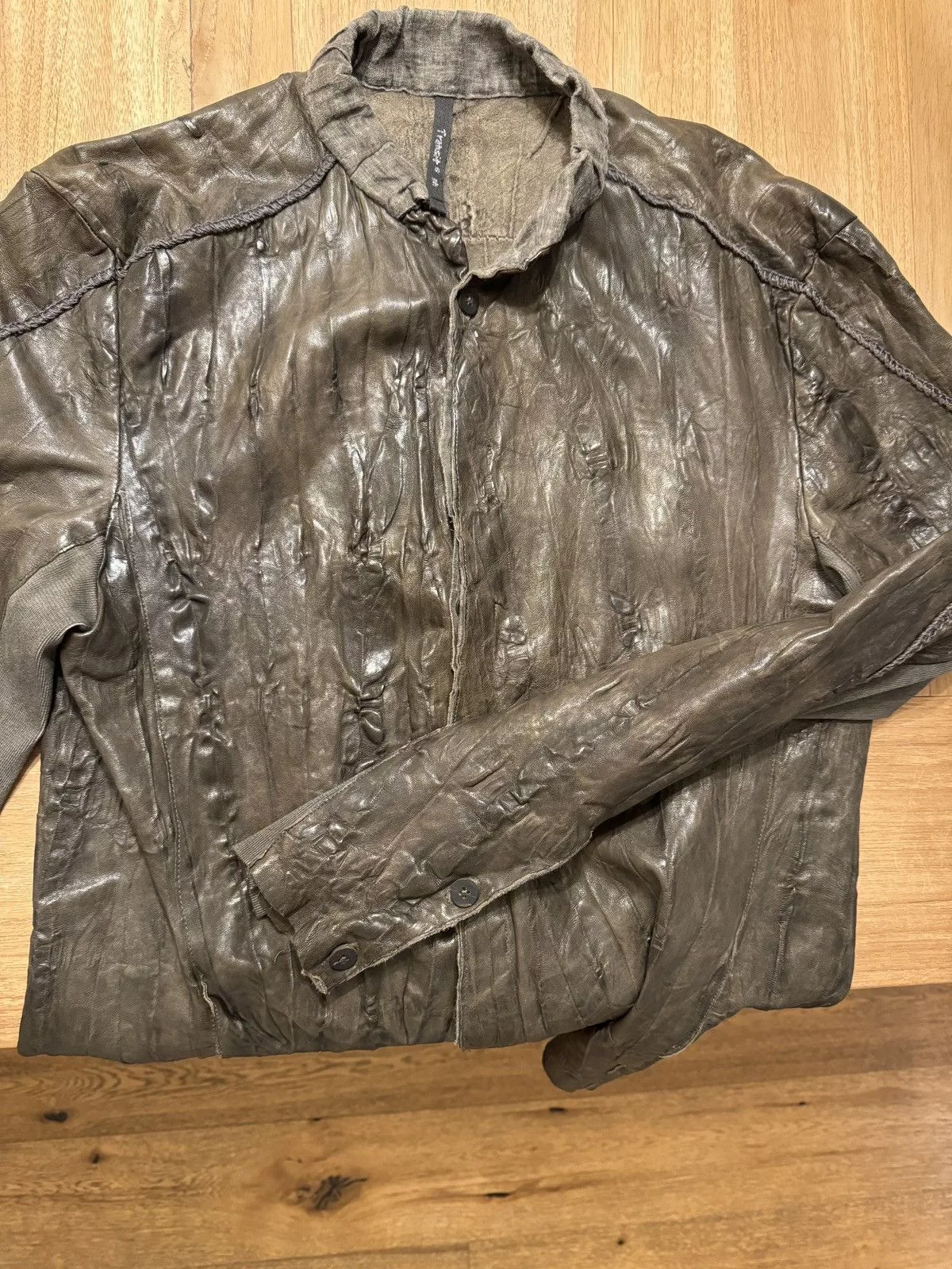 Transit Leather Jackets Transit crinkled effect leather jacket Green