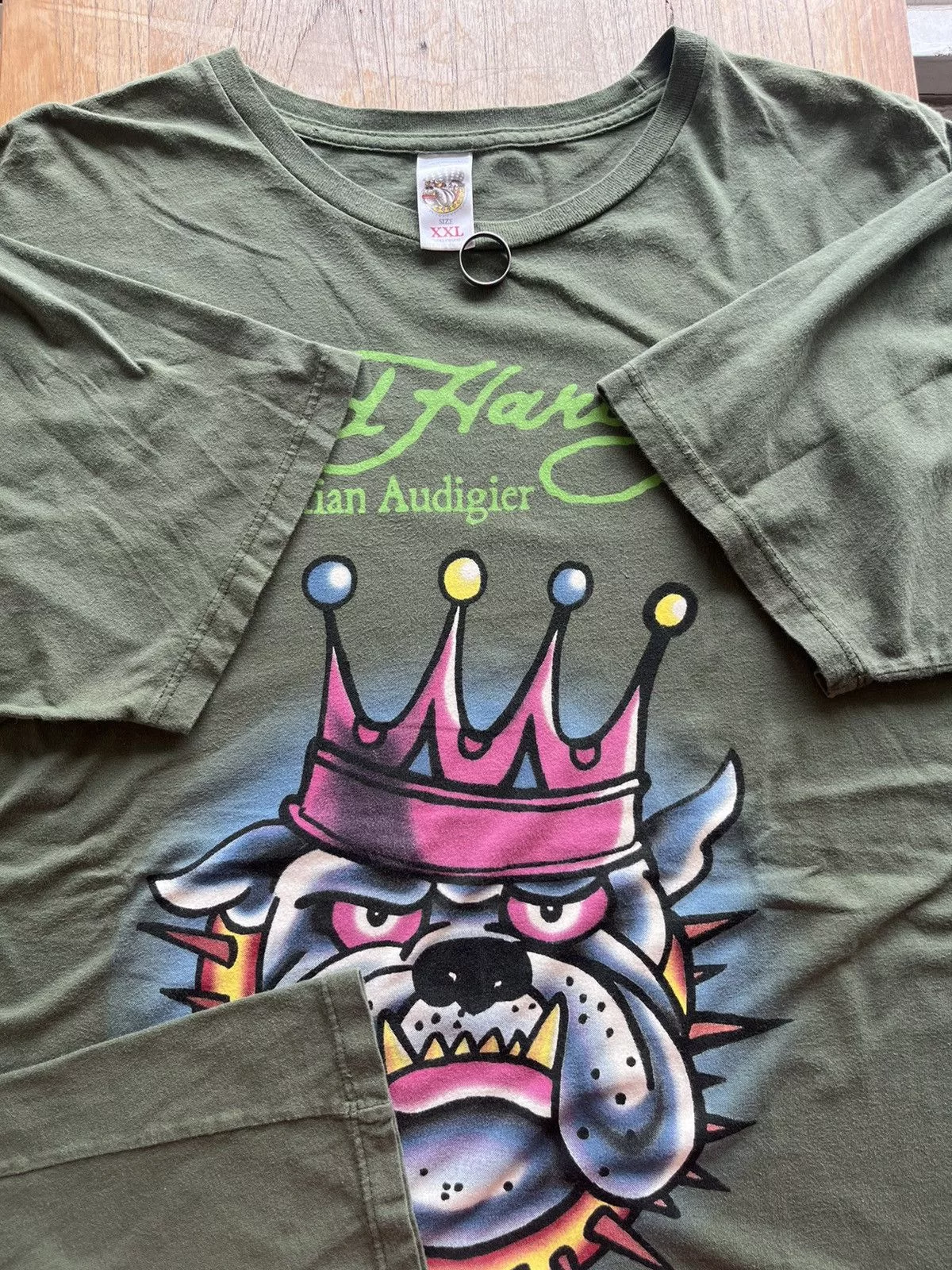 Designer Short Sleeve T Shirts Designer × Ed Hardy Ed Hardy Tshirt Design by Christian Audigier Green Streetwear