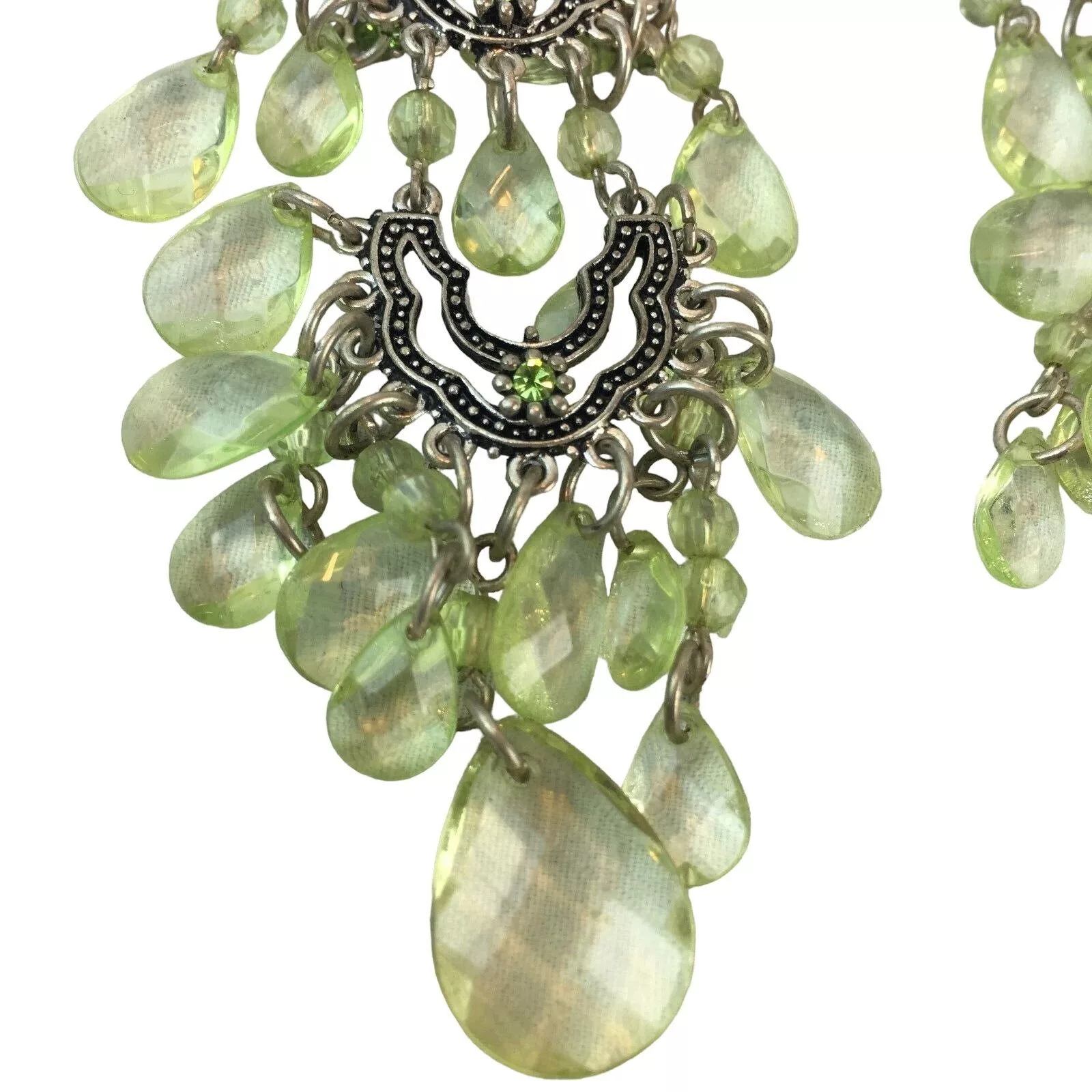 Other Earrings Other Vintage Silver Drop Earrings Dangle Lightweight Green Cluste