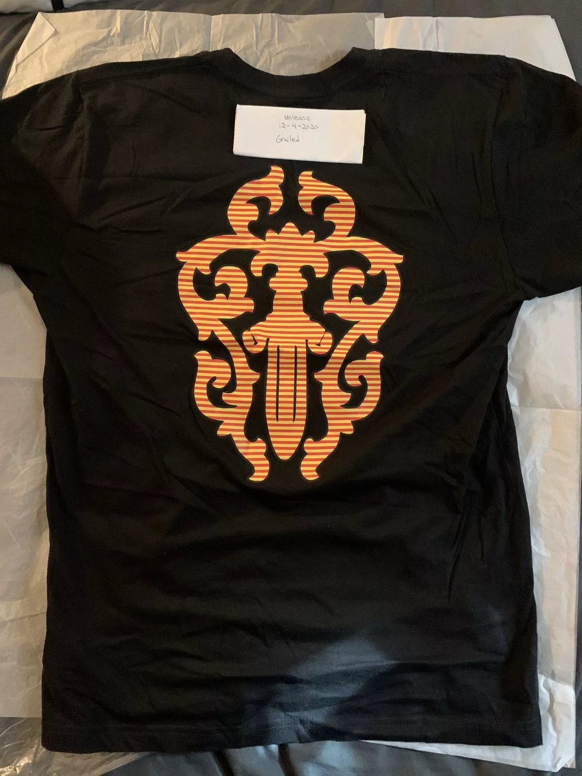 Chrome Hearts Short Sleeve T Shirts Chrome Hearts Orange Hairy Dagger Black Tee