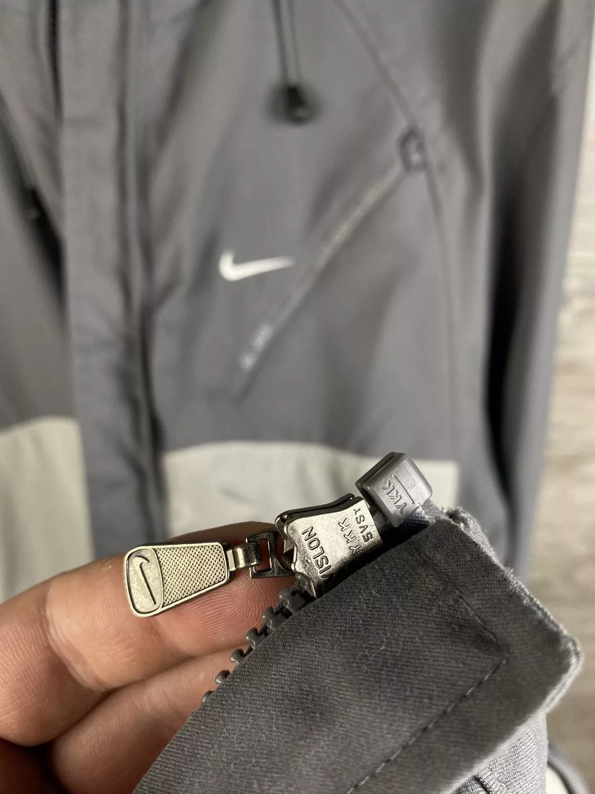Nike Light Jackets Nike × Vintage Vintage Nike windbreaker with drawstring Y2K Gorpcore style Gray Streetwear
