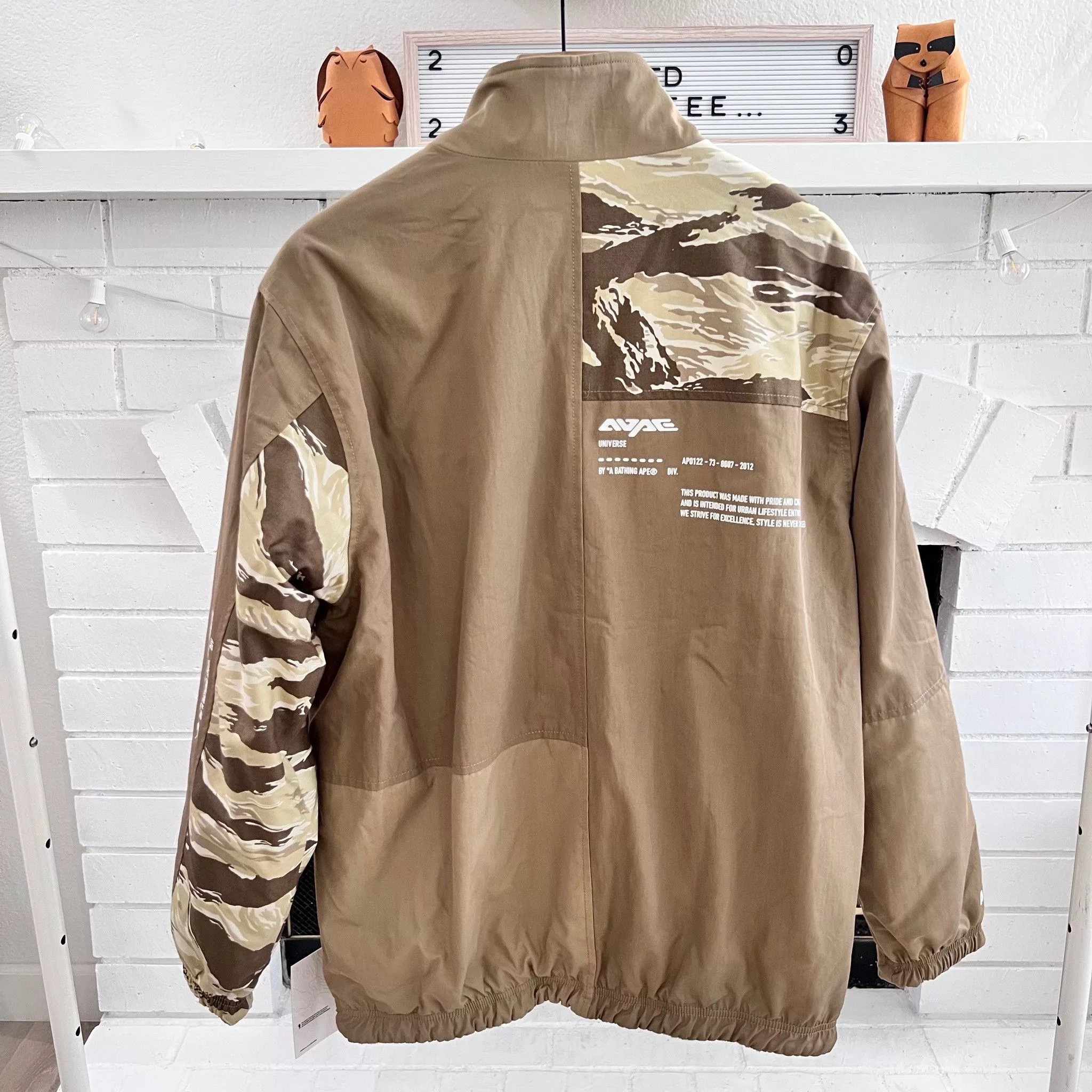 Aape Light Jackets AAPE by Bape Light Beige Khaki Reversible Camo Bomber Jacket Multi