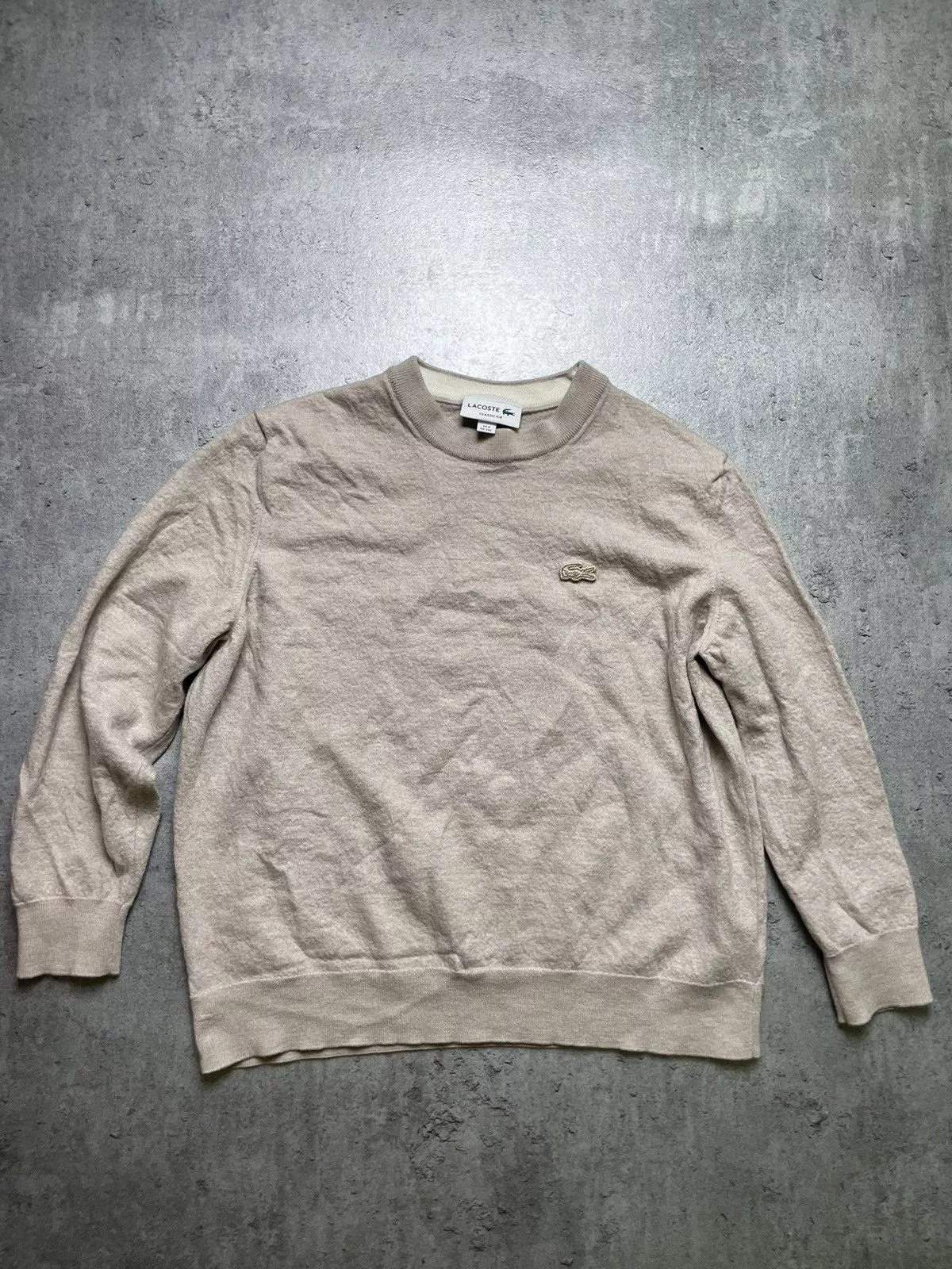 Designer Sweatshirts Designer × Lacoste × Vintage Lacoste beige sweater crewneck vintage y2k slim fit usa