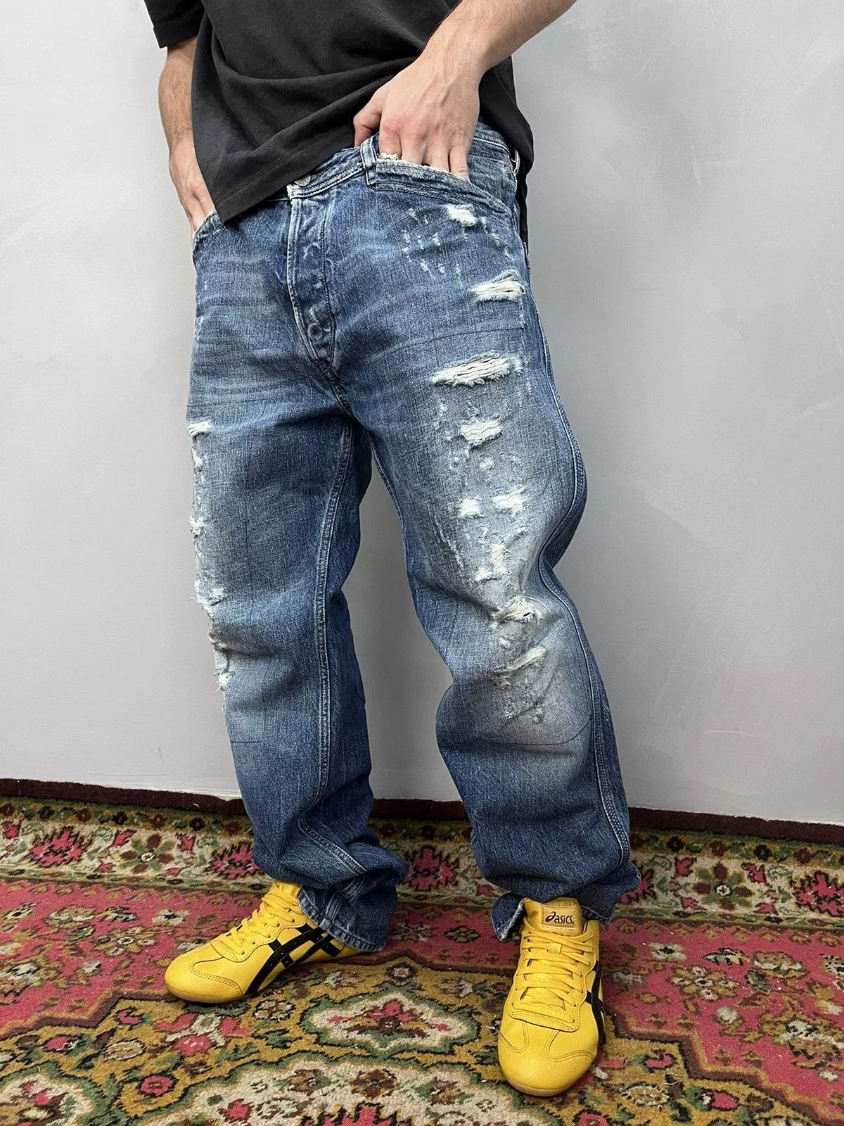 Diesel Denim VINTAGE Y2K ARCHIVE BAGGY DISTRESSED DIESEL JEANS PANTS Purple Avant-Garde