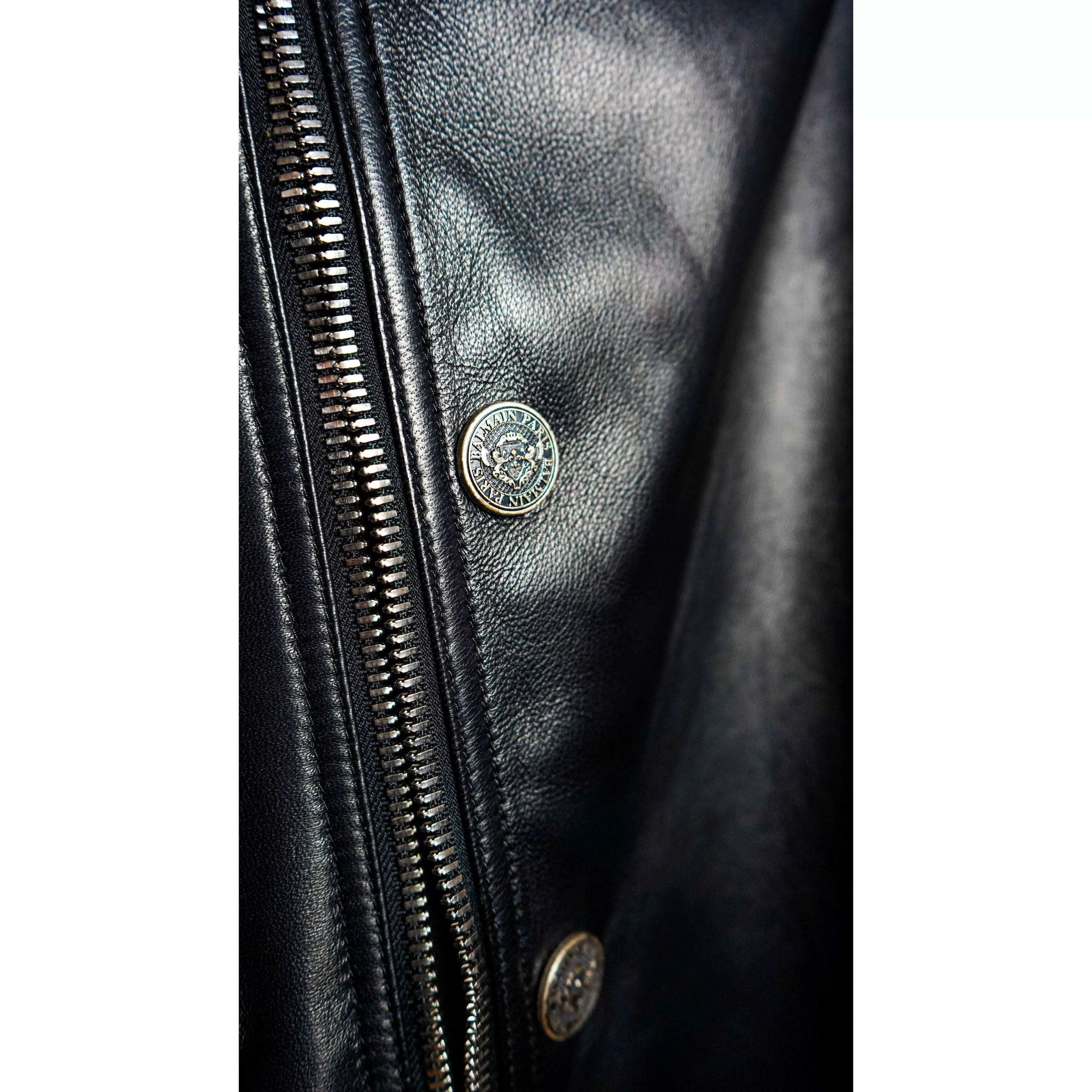 Balmain Jackets BALMAIN Calfskin biker jacket Black