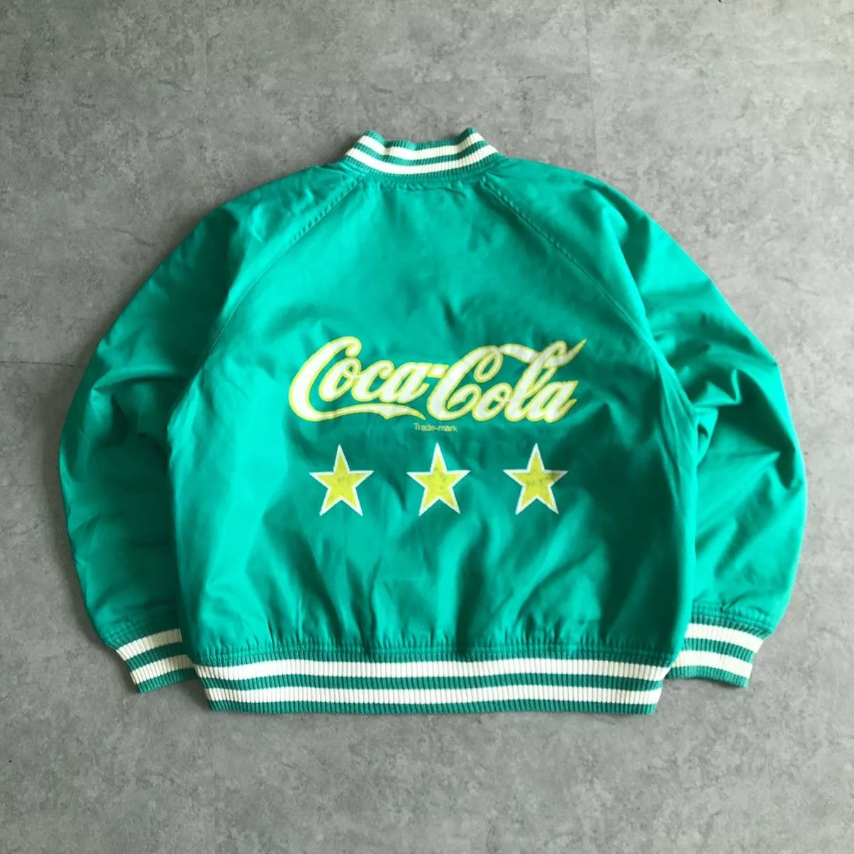 Coca Cola Bombers Coca Cola × Vintage 1980s Vintage Coca Cola Sportswear Varsity Jacket C 1988 Green Avant-Garde