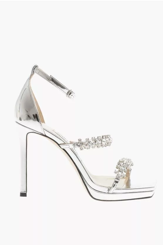 Jimmy Choo Heels Jimmy Choo og1mm0624 Metallic Ankle Sandals Heel in Silver