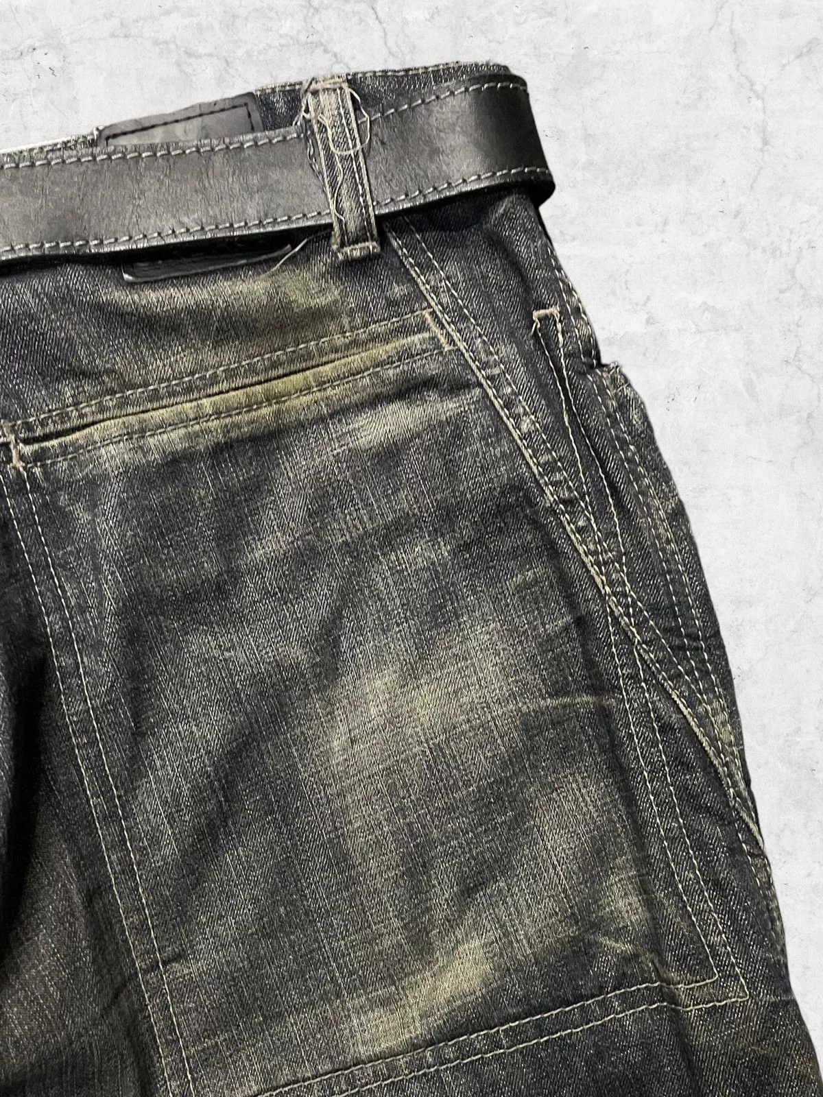 Marithe + Francois Girbaud Denim Marithe + Francois Girbaud × Vintage Y2K Marithe Francois Girbaud Hagi Denim With Leather Belt Gray