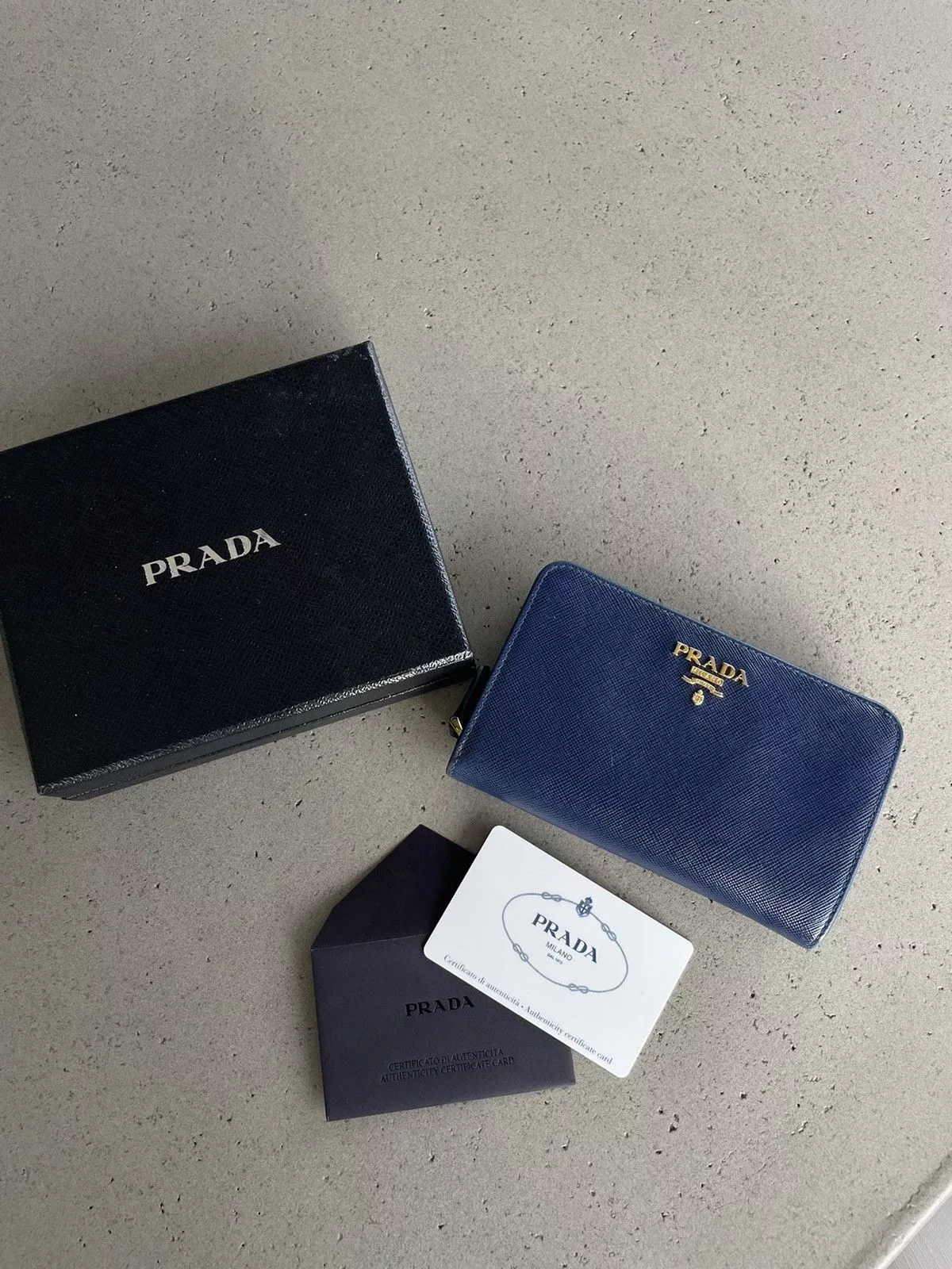 Prada Wallets Prada Saffiano Leather Bifold Wallet Blue