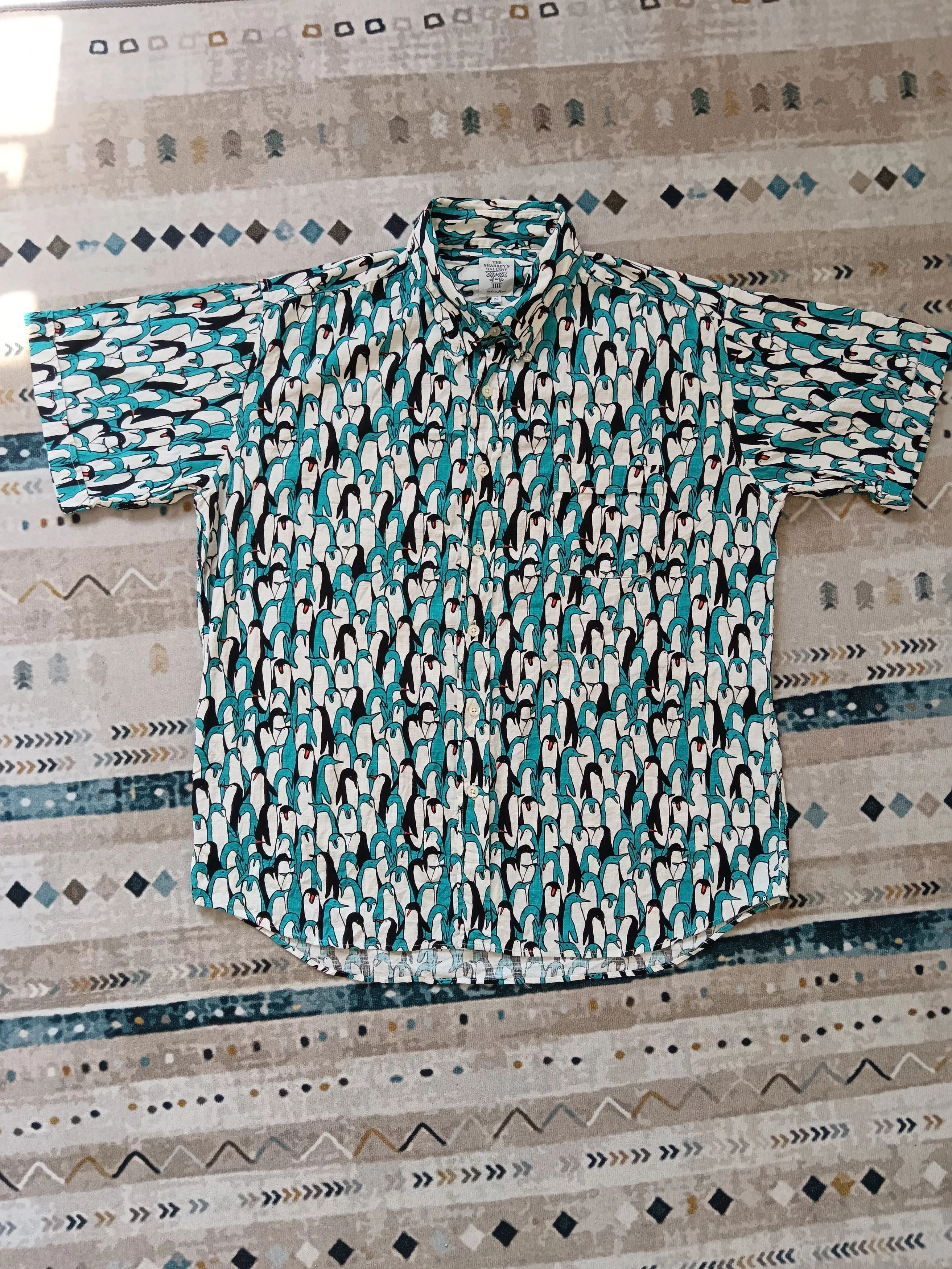 Designer Shirts Button Ups Designer × Japanese Brand The SHARKEY'S GALLERY Japan made Penguin designs Multi Streetwear
