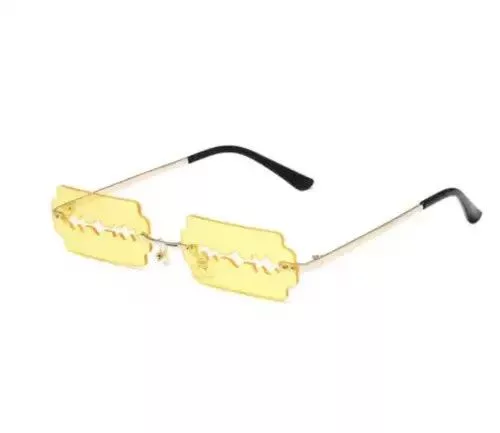 Electric Visual Sunglasses Electric Visual Rimless Razor Blade Rectangle Sunglasses Yellow Vintage