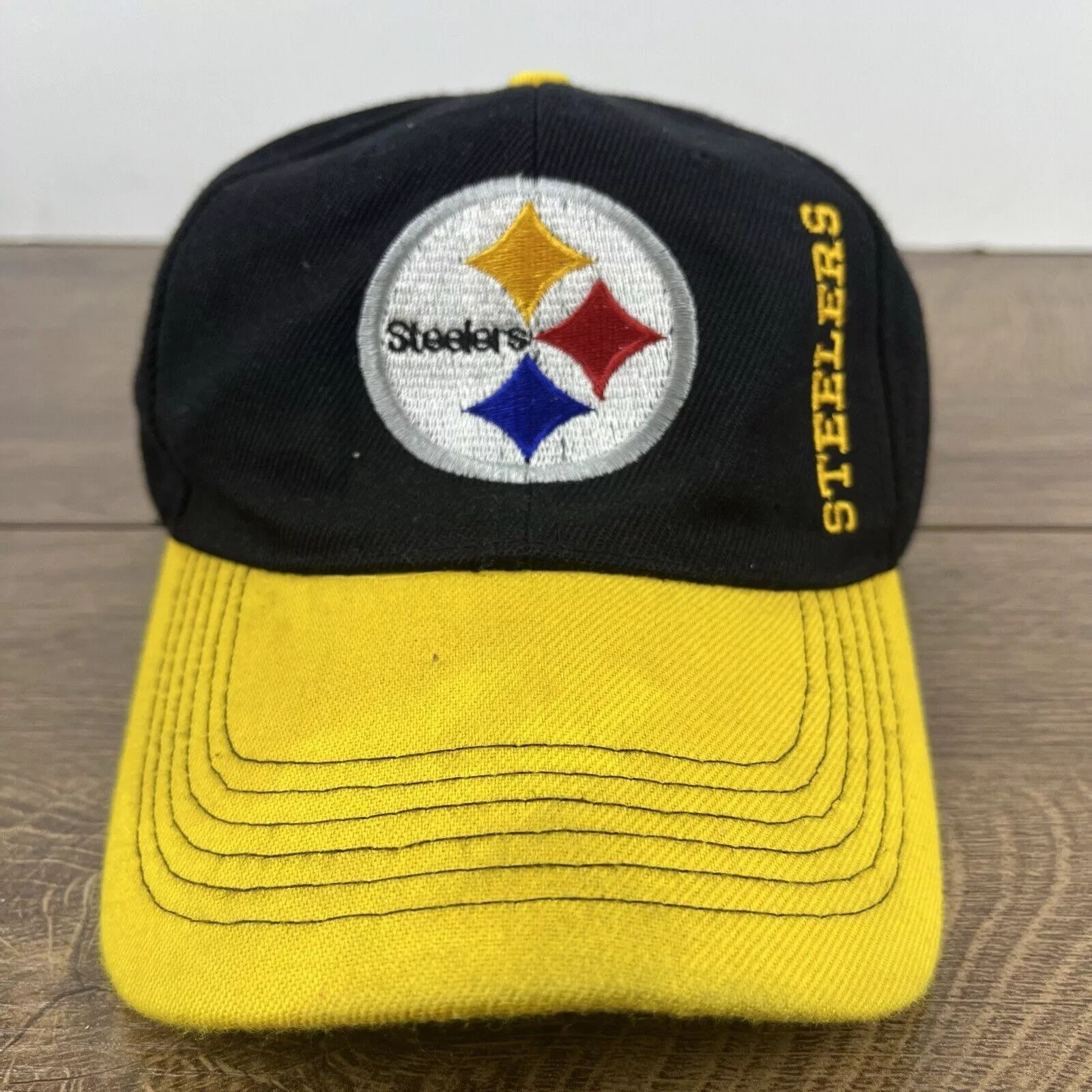 Other Hats Other Pittsburgh Steelers Hat Yellow Bill Black Hat Adjustable Bla