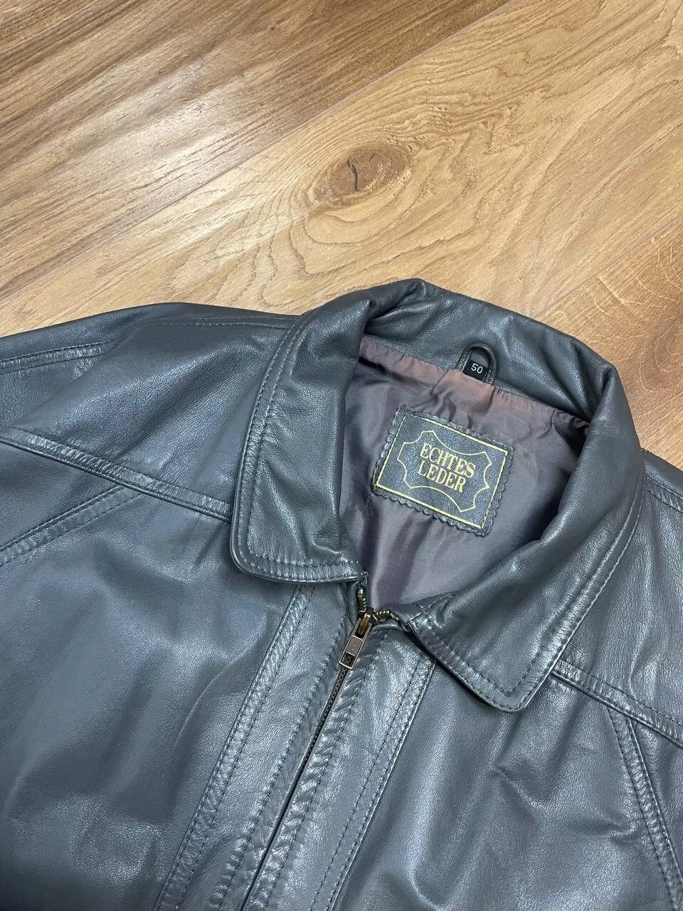 Genuine Leather Leather Jackets Genuine Leather × Vintage Vintage Y2K Aviator Top Gun Genuine Leather Jacket Bomber Gray