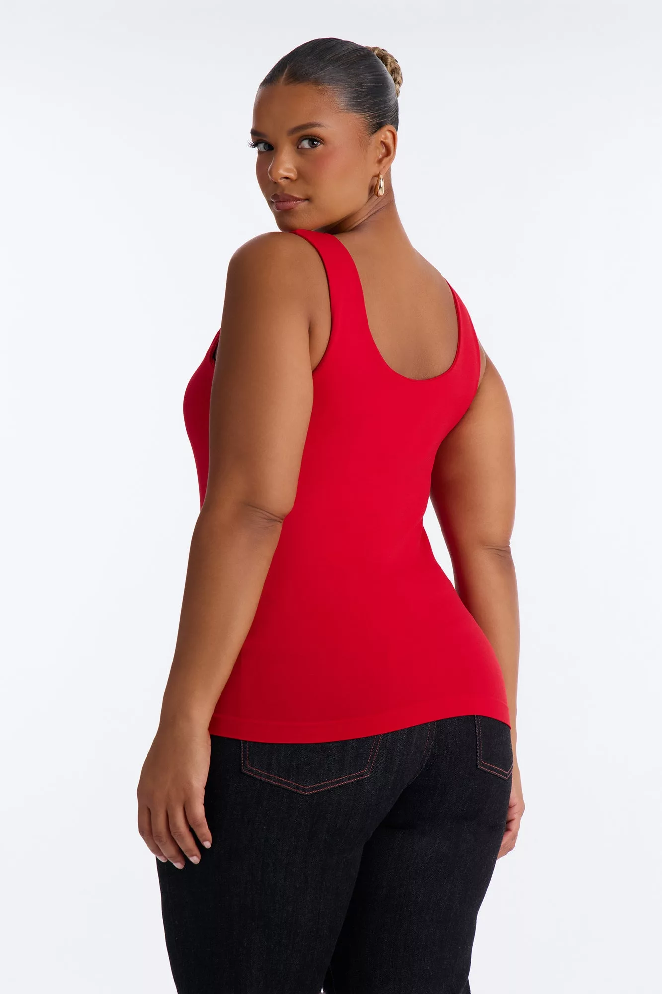 Bianca Seamless Scoop Neck Tank Top - Tomato Red