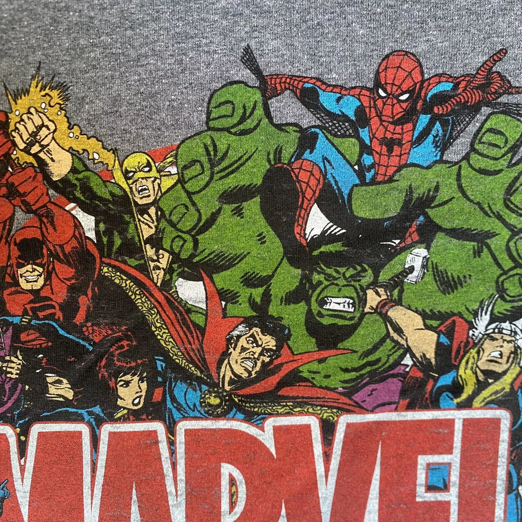 Marvel Comics Short Sleeve T Shirts Marvel Comics Characters Shirt Hulk Thor Iron Man Logo Tee Gray Streetwear