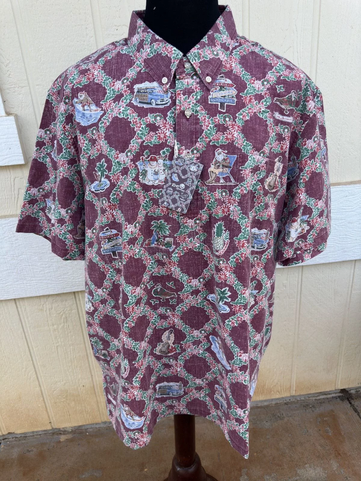 Reyn Spooner Shirts Button Ups New Reyn Spooner Mele Kalikimaka 3/4 Button Men's 2XL Red