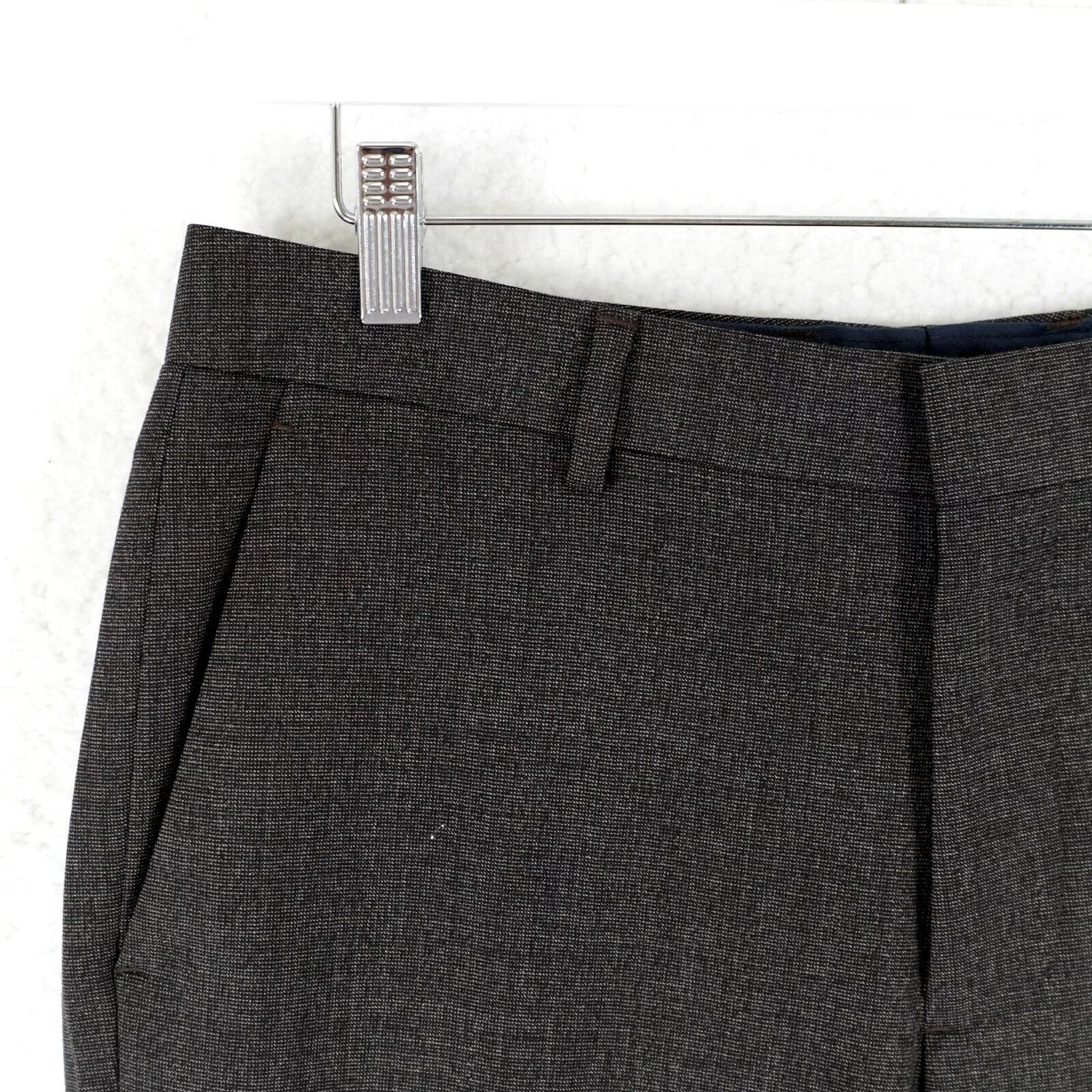 Bonobos Formal Trousers Bonobos Marzotto Wool Brown Nailshead Flat Front Mid Rise Dr