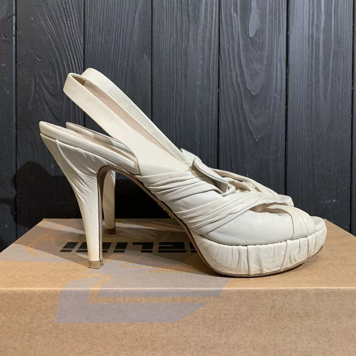 Prada Heels Prada Leather Heels Size 38 Beige Luxury