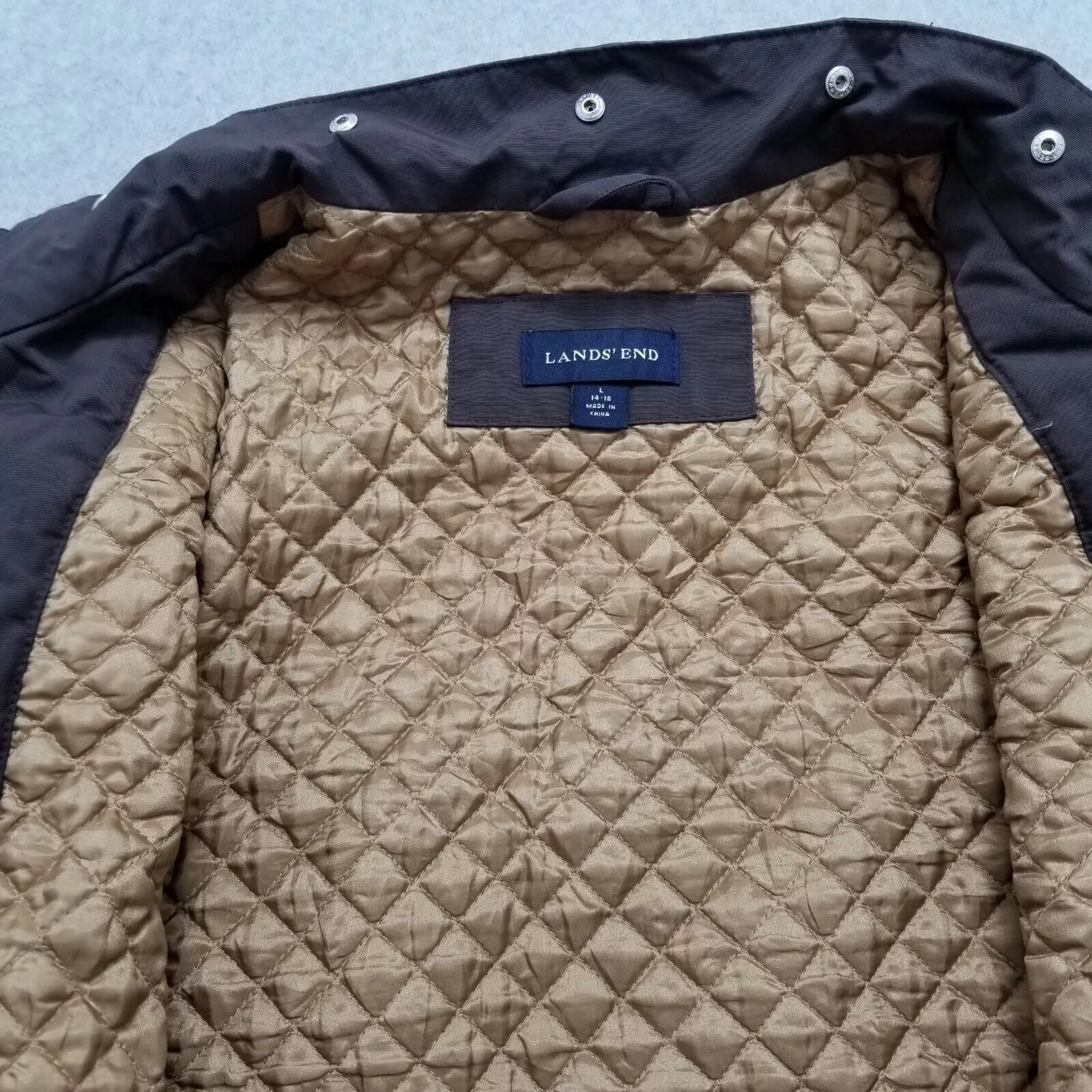 Lands' End Jackets Lands' End Lands End Womens Jacket Large Brown Pockets Full Zip