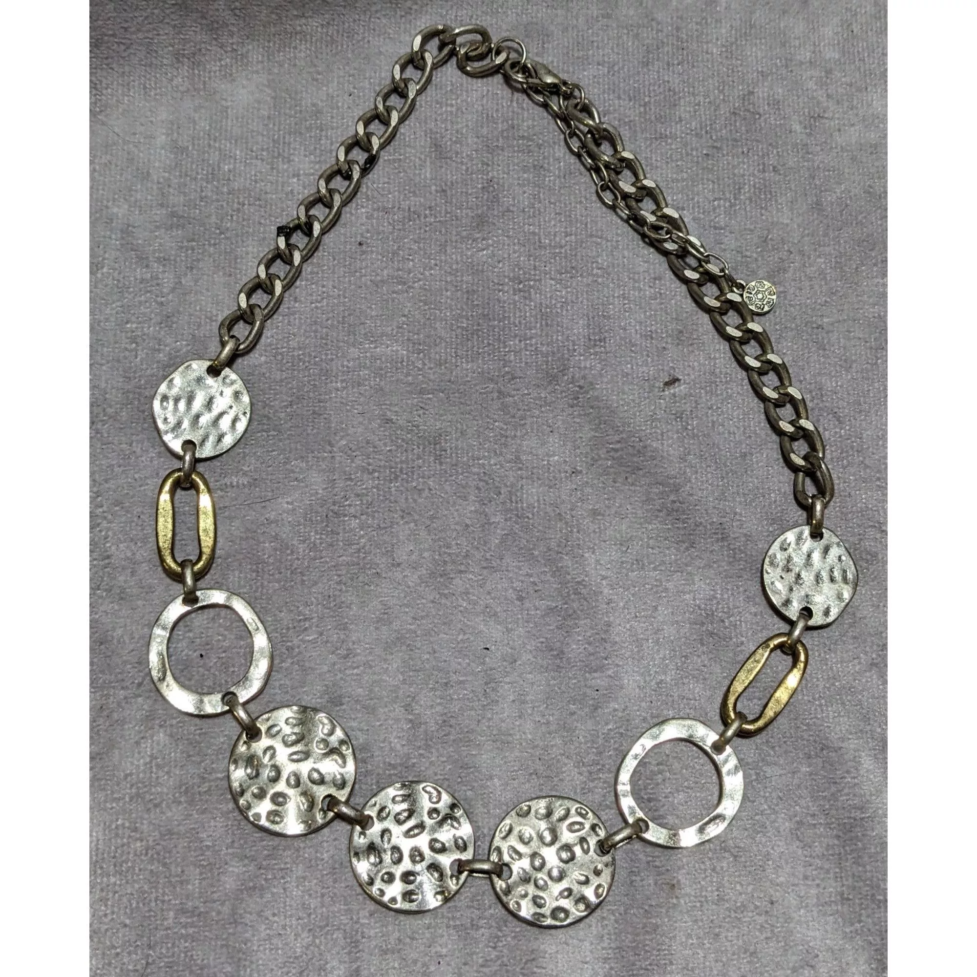 Other Necklaces Other Ruby Rd. Brutalist Hammered Disc Necklace Silver