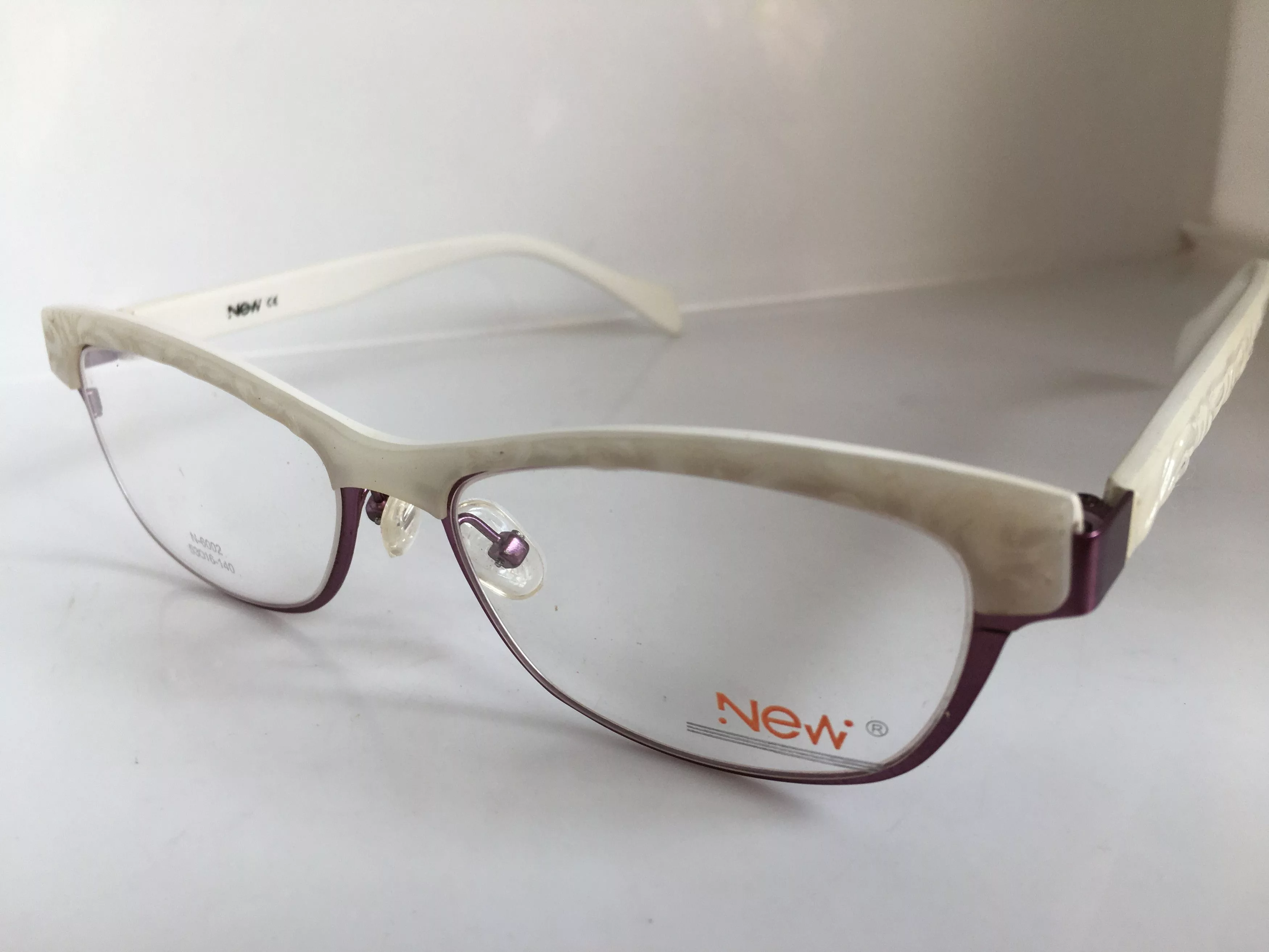 Other Glasses Other New N-6002 Ivory Purple Malcolm Cateye Eyeglasses Frame Multi