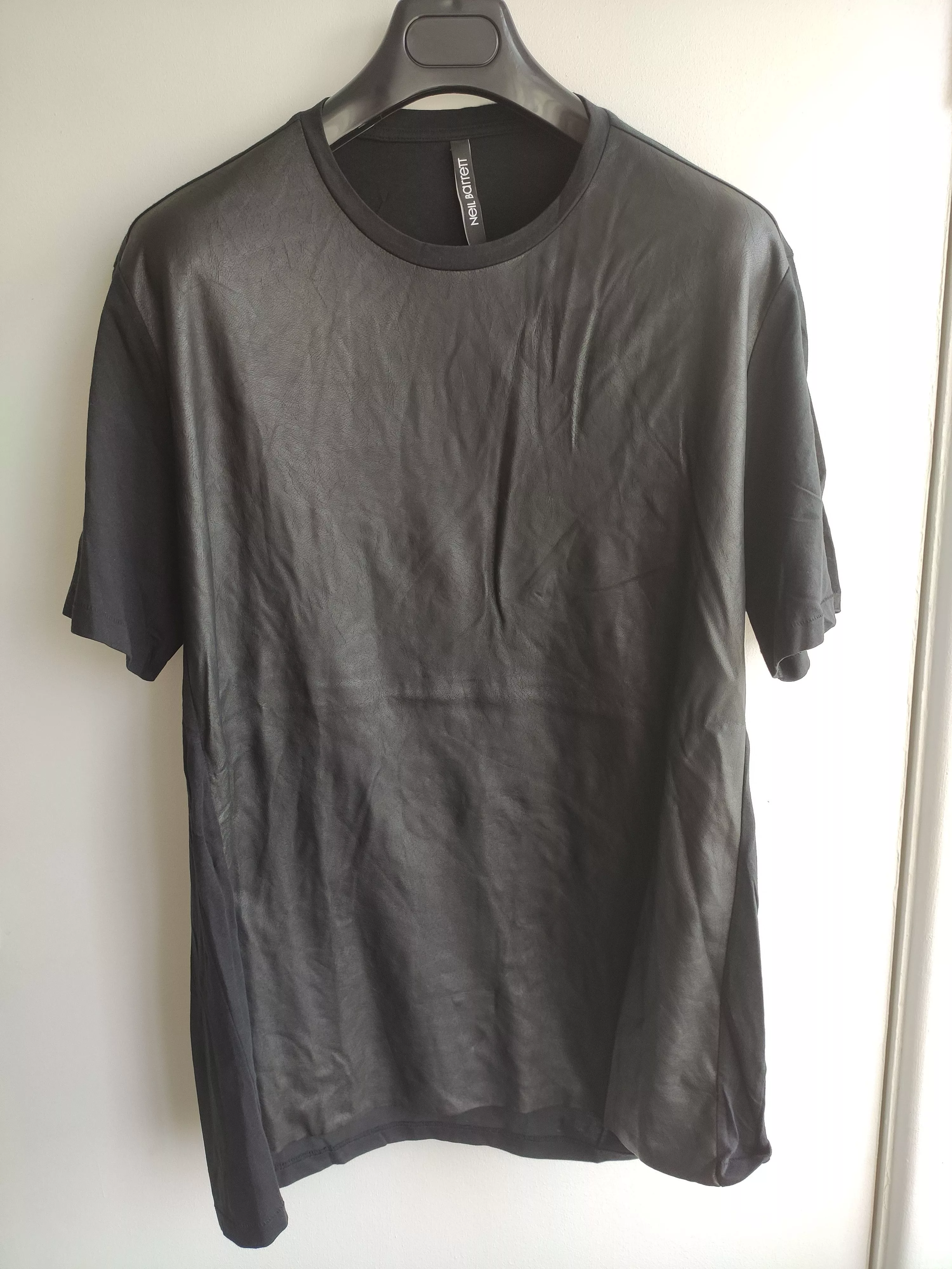 Neil Barrett Short Sleeve T Shirts NEIL BARRETT faux-Leather T-Shirt Large BNWOT Black