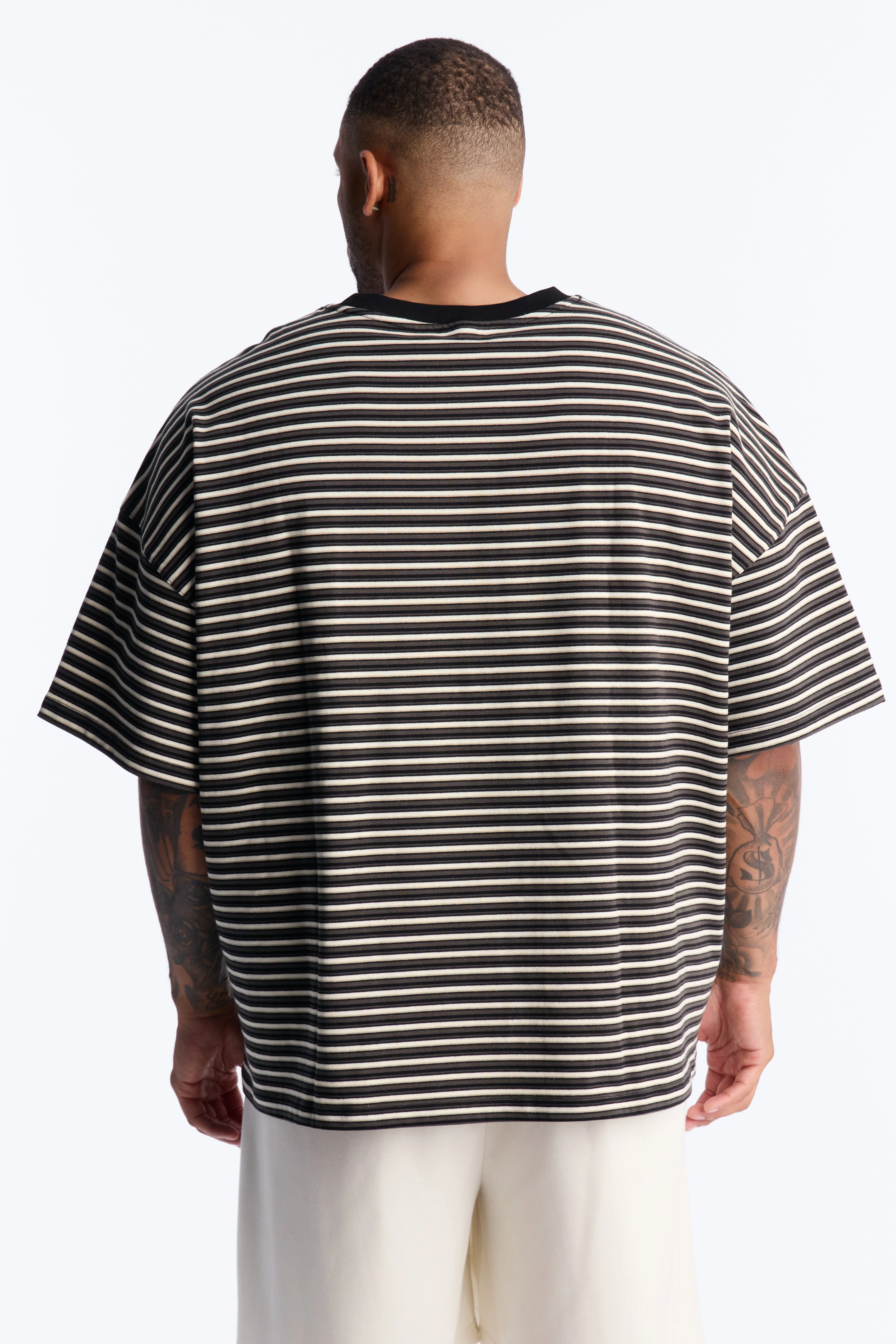 Tate Stripe Oversized Crewneck Tee - Black/combo
