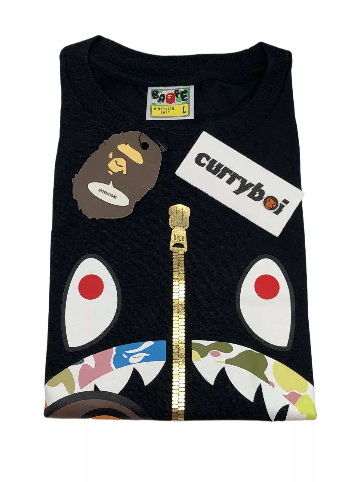 Bape Short Sleeve T Shirts BAPE Multi Camo Milo Shark Tee Black