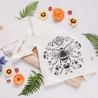 Charcoal Bee Tea Towel