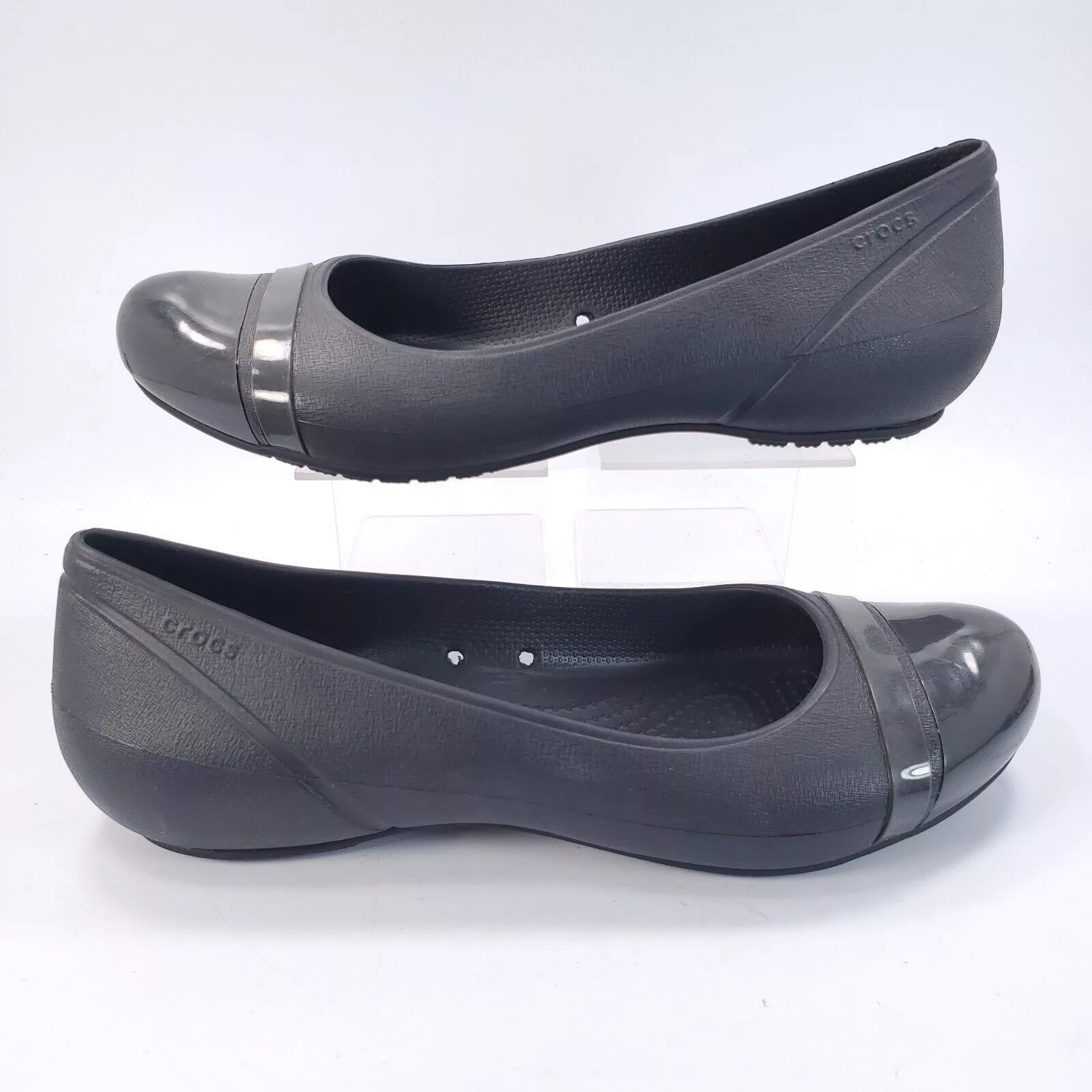 Crocs Flats Crocs Ballet Flat Womens Size 9 Black Rubber Round Toe
