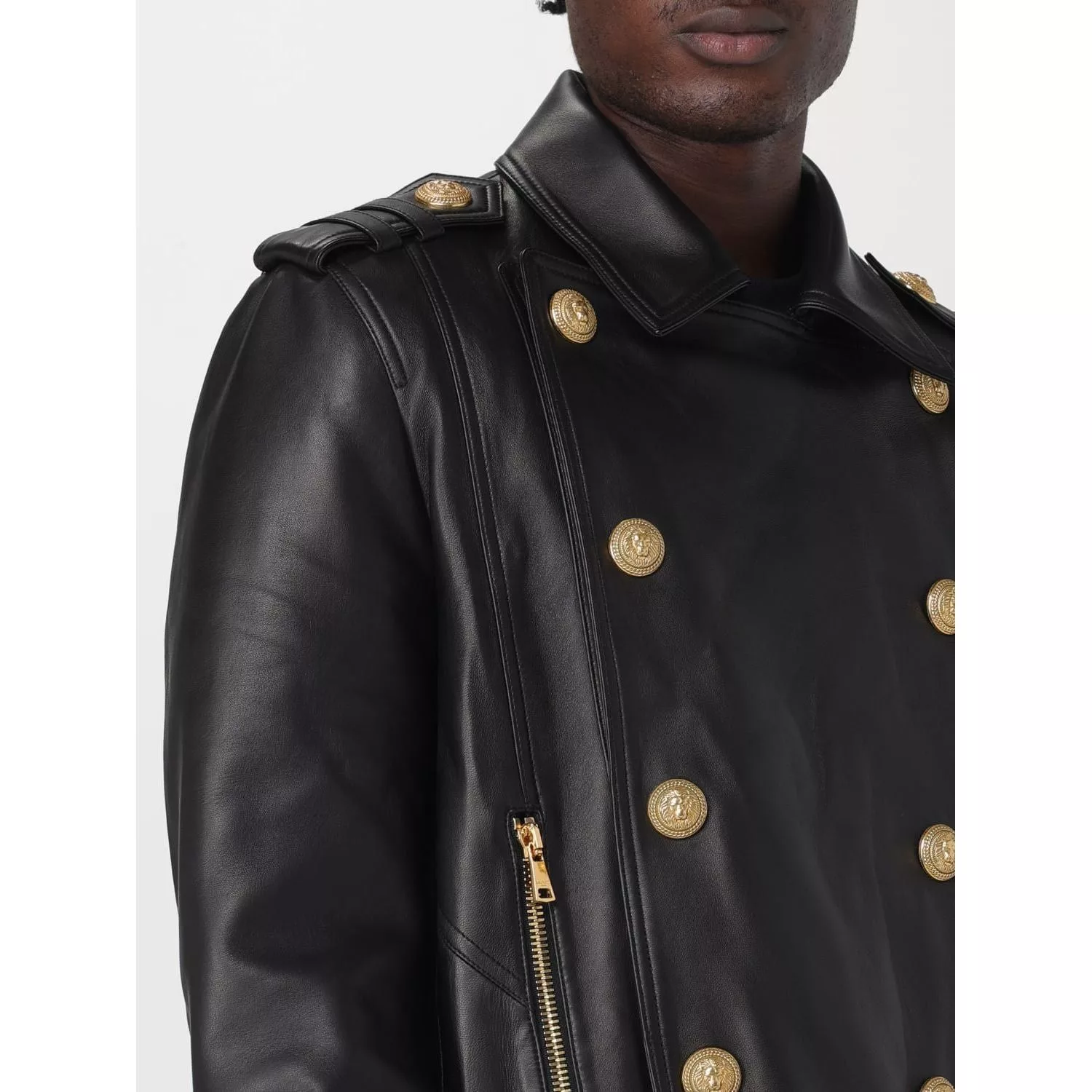 Balmain Jackets BALMAIN Calfskin biker jacket Black