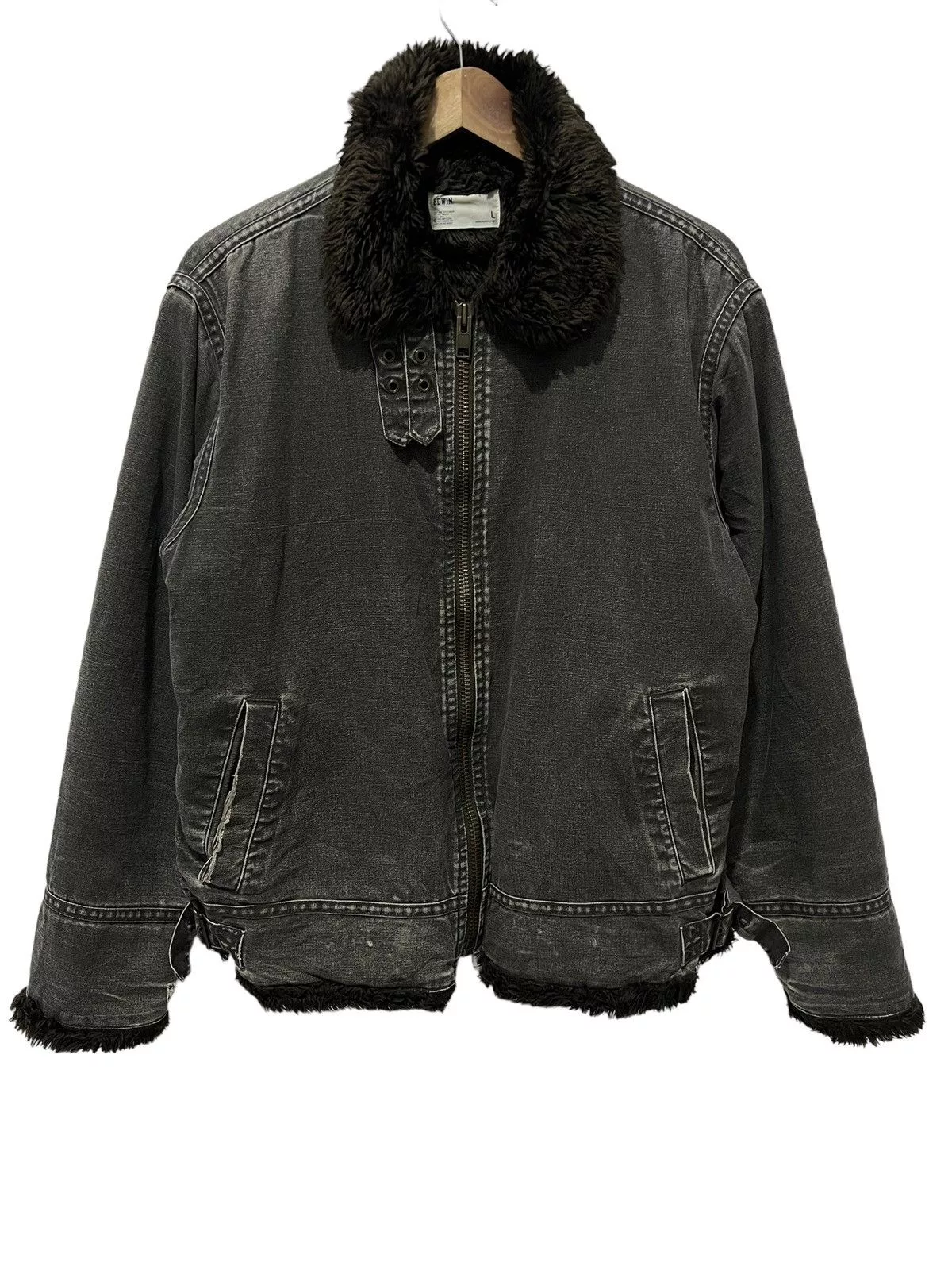 Edwin Light Jackets Edwin Denim Sherpa Jacket Black