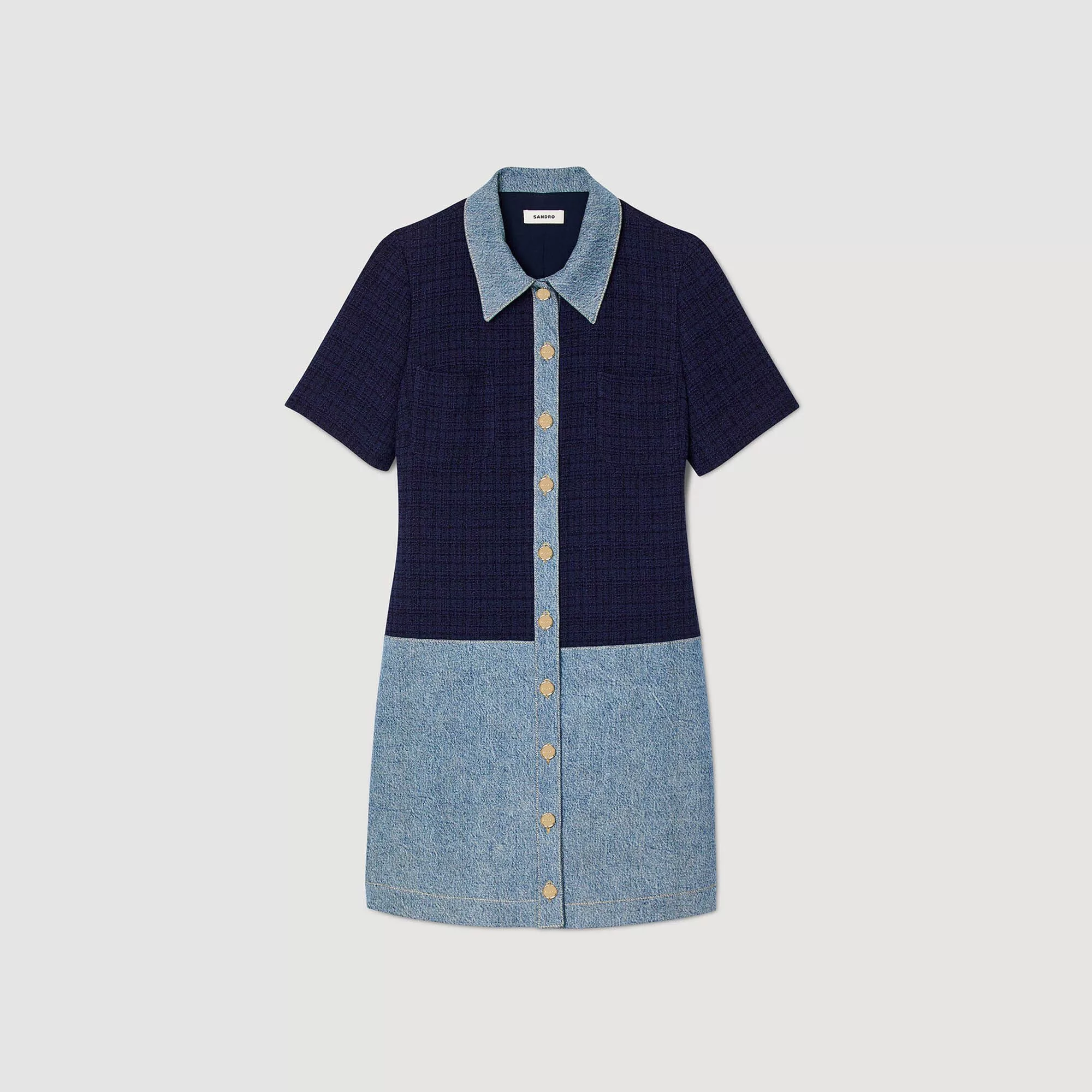Sandro Midi Dresses Sandro Denim Tweed Blue Dress