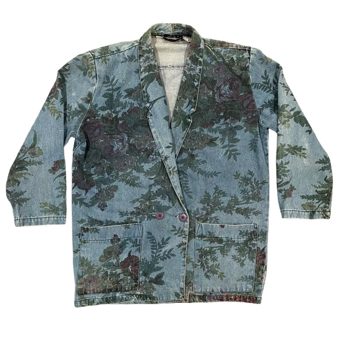Vintage Denim Jackets Vintage 90s Floral Jean Jacket by J Jordan M Blue