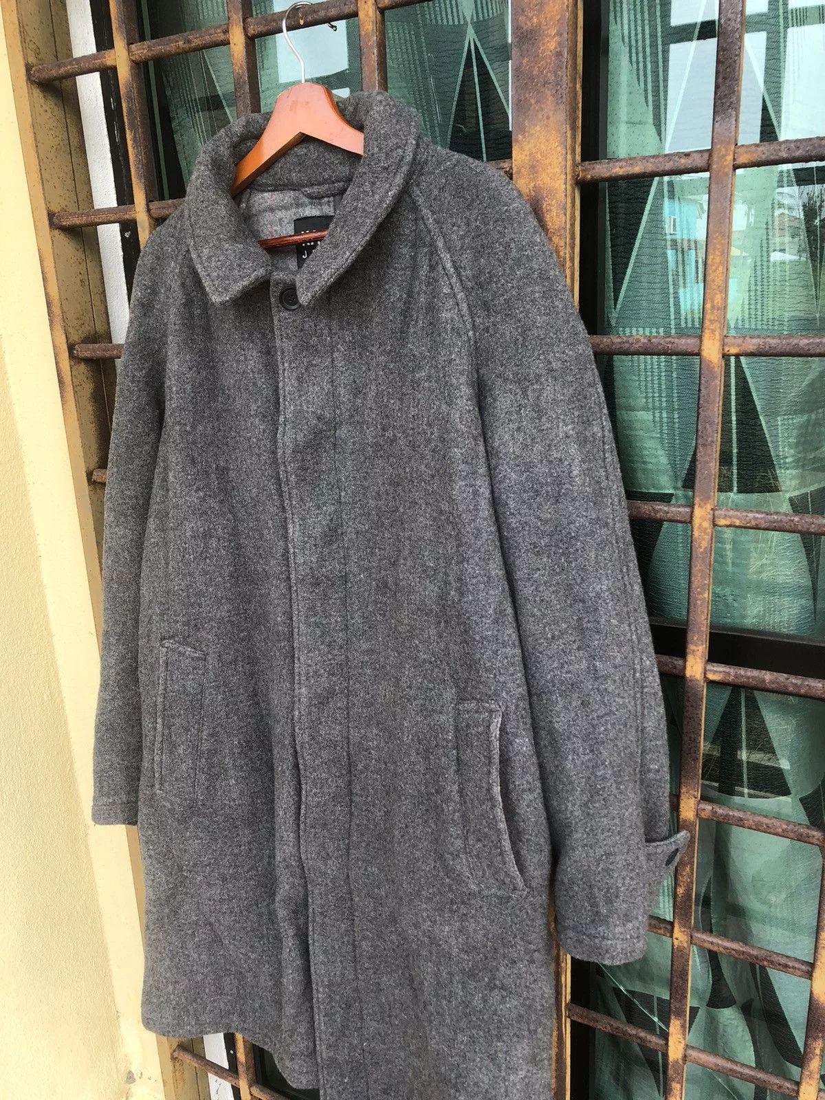 Kansai Yamamoto Heavy Coats Kansai Yamamoto Wool Long Coat Button Gray
