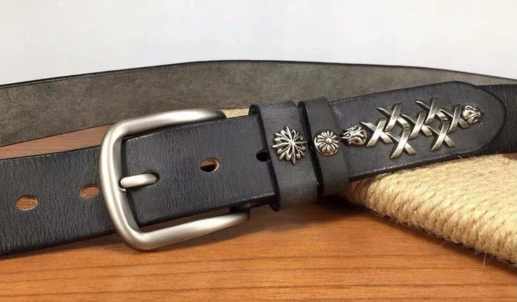 Japanese Brand Belts Japanese Brand × Vintage Retro studded western cowboy leather belt Gray Streetwear