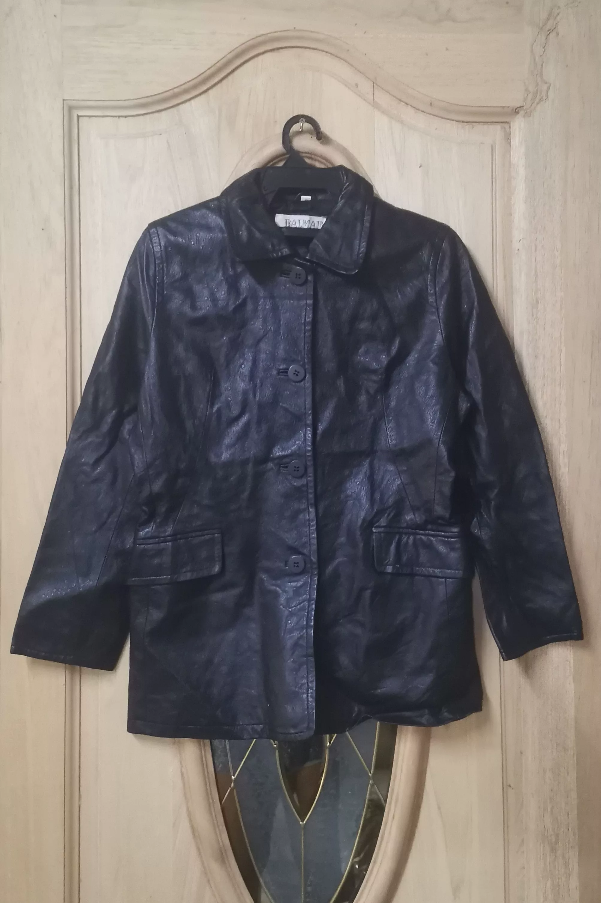 Balmain Leather Jackets Balmain Paris Ostrich skin leather jacket Black