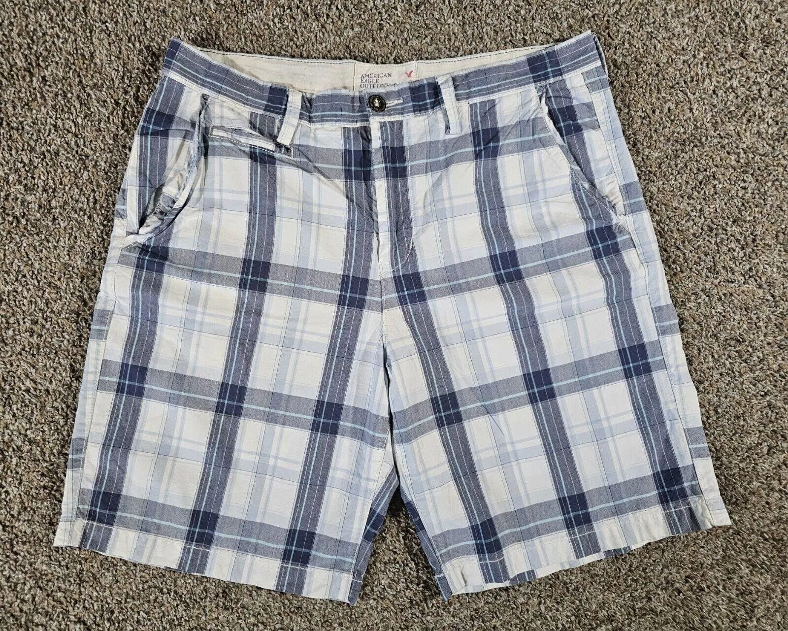 Designer Shorts Designer American Eagle Prep Fit Men's 36 Blue Plaid Shorts