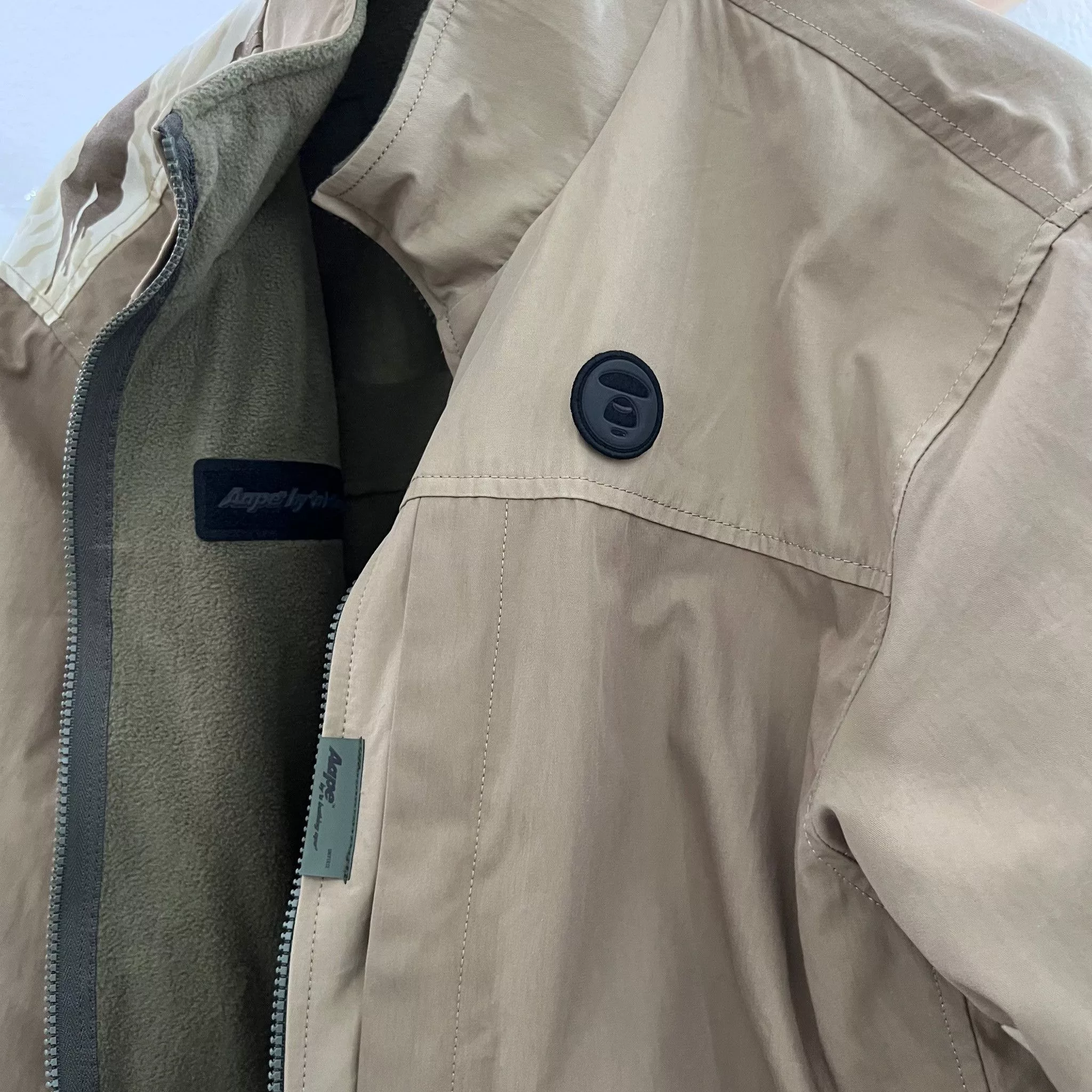 Aape Light Jackets AAPE by Bape Light Beige Khaki Reversible Camo Bomber Jacket Multi