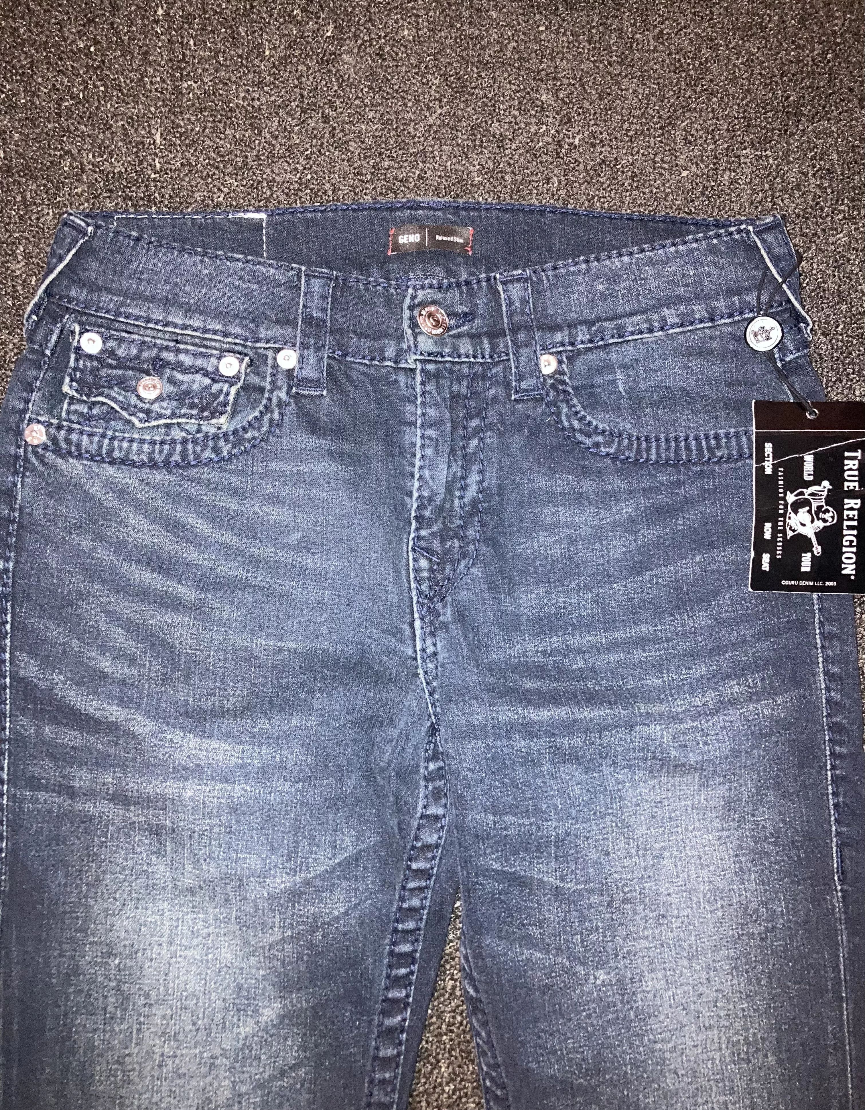 True Religion Denim Jeans w/ Buttoned Pockets Blue