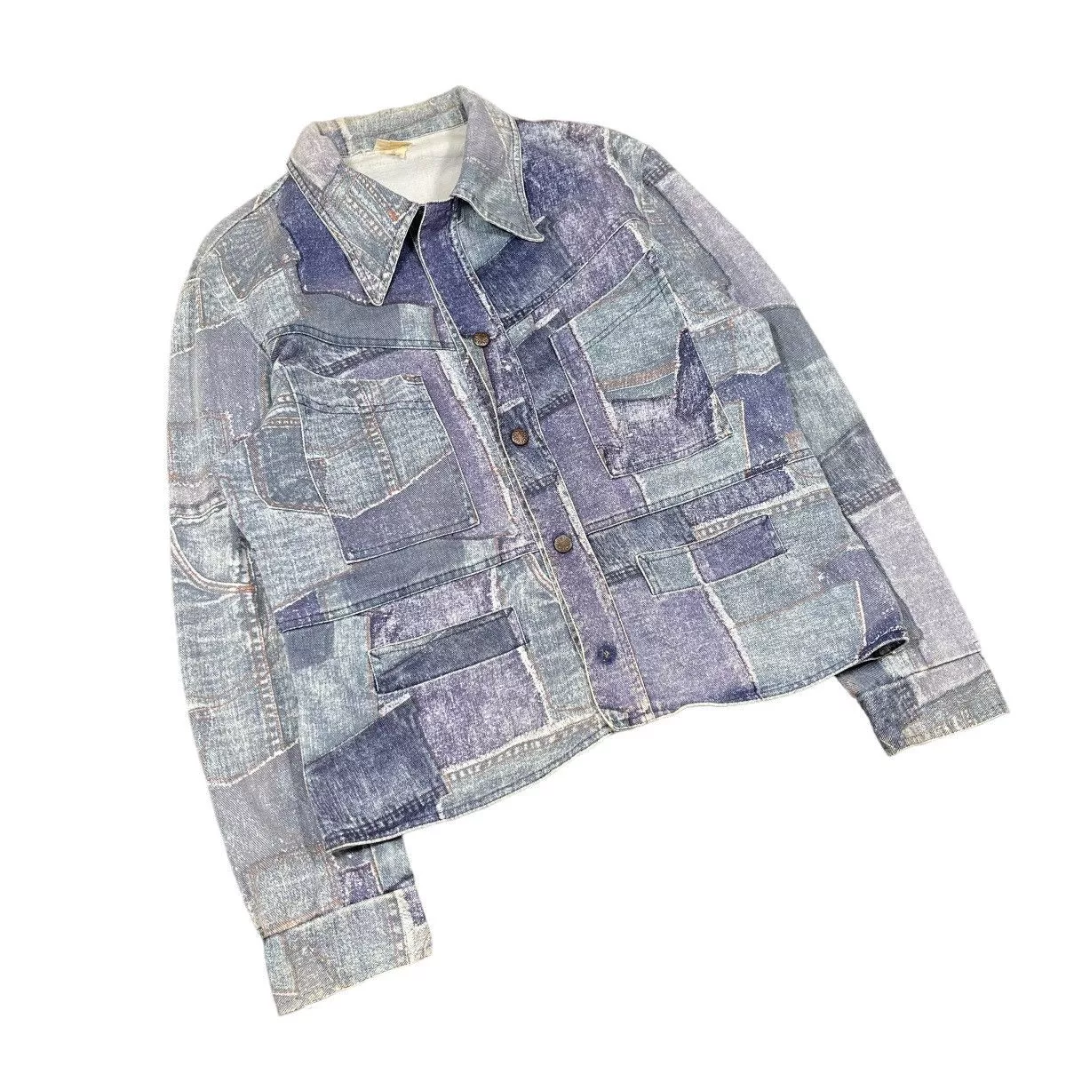 Hysteric Glamour Light Jackets Hysteric Glamour × Tornado Mart × Vintage Patchwork Denim Printed Vintage 1980s Jacket Blue