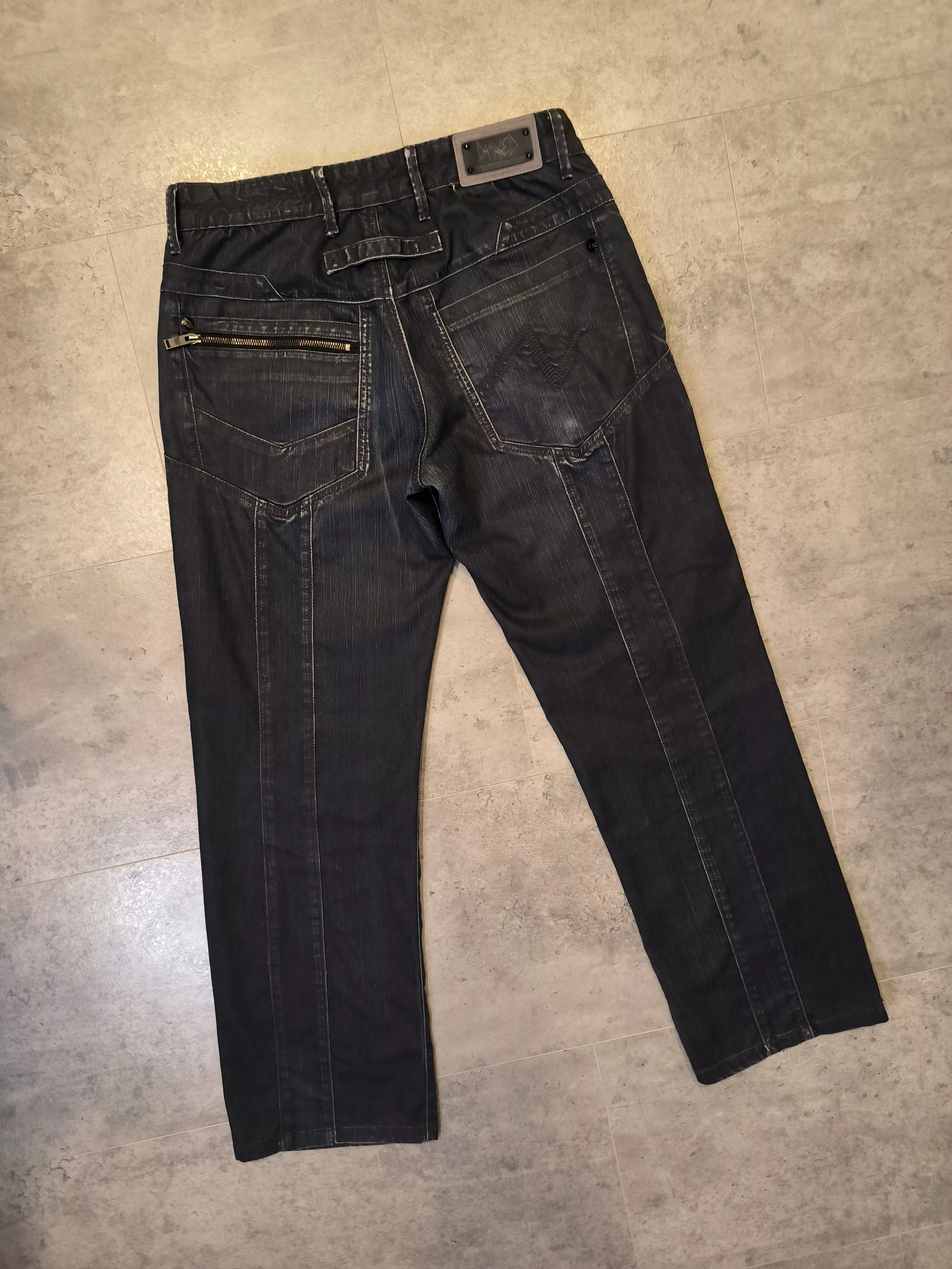 Vintage Denim Baggy Pants Damaged Blue