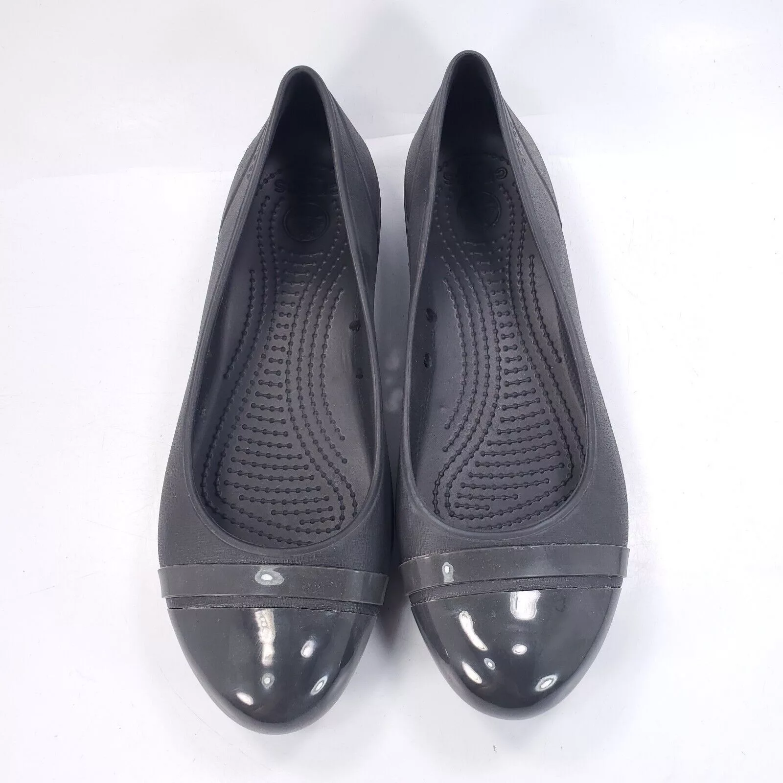 Crocs Flats Crocs Ballet Flat Womens Size 9 Black Rubber Round Toe
