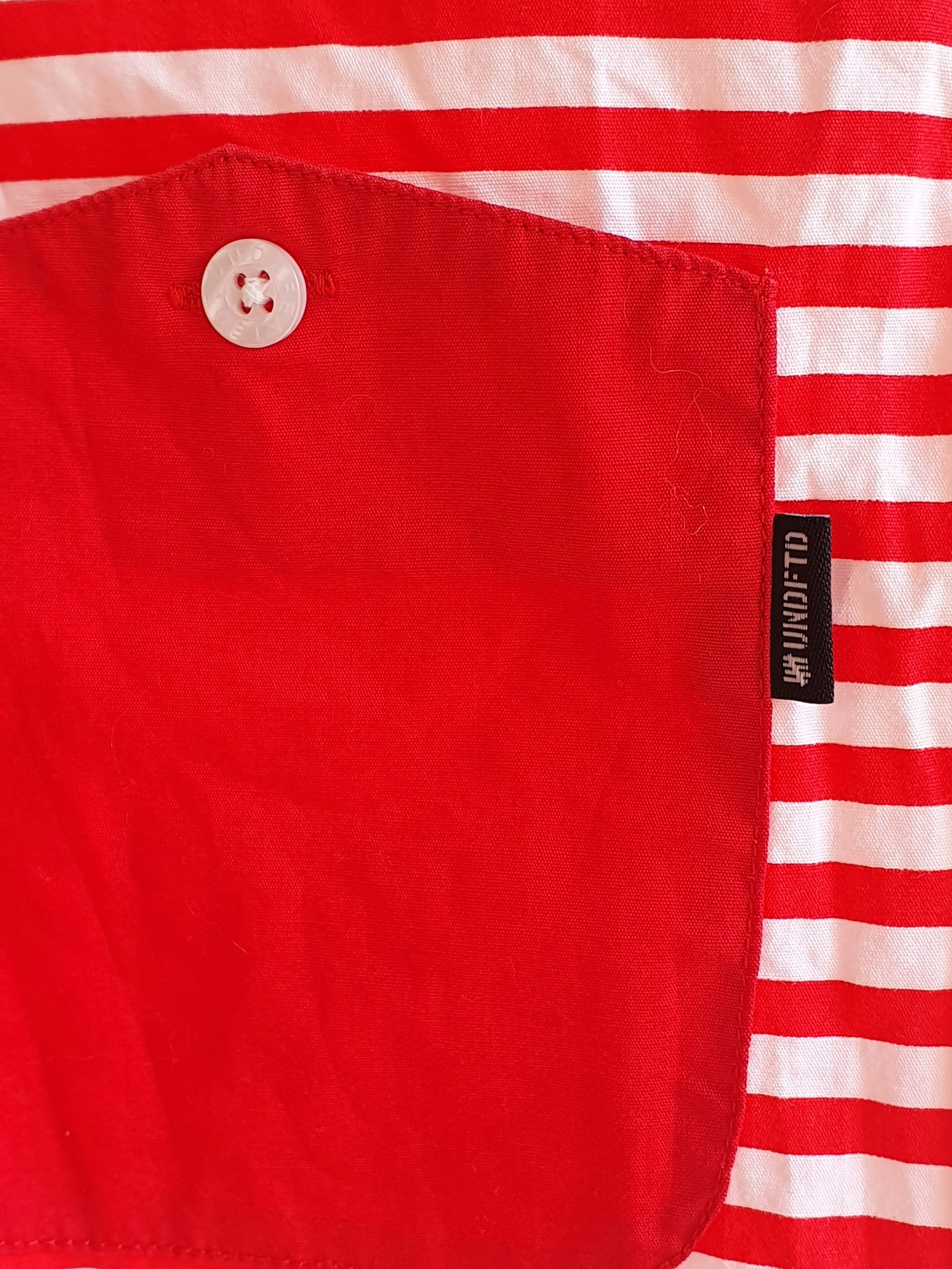 Undefeated Shirts Button Ups Undefeated Red/White striped short sleeve button up shirt,S Streetwear