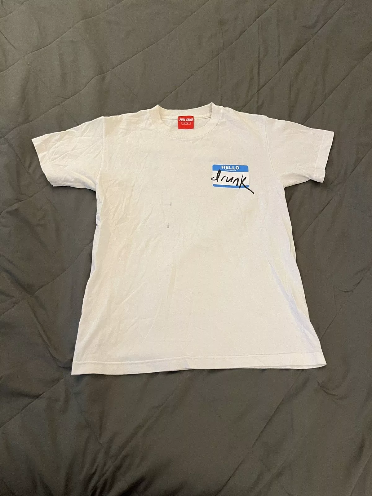 Full Send Short Sleeve T Shirts Full send hello I’m drunk shirt White Streetwear