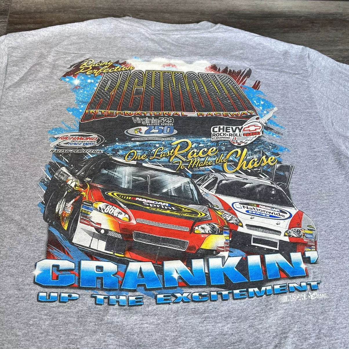Chase Authentics Short Sleeve T Shirts Chase Authentics × NASCAR × Vintage Vintage 2000s NASCAR Cranking up the Excitement Graphic Tee Gray
