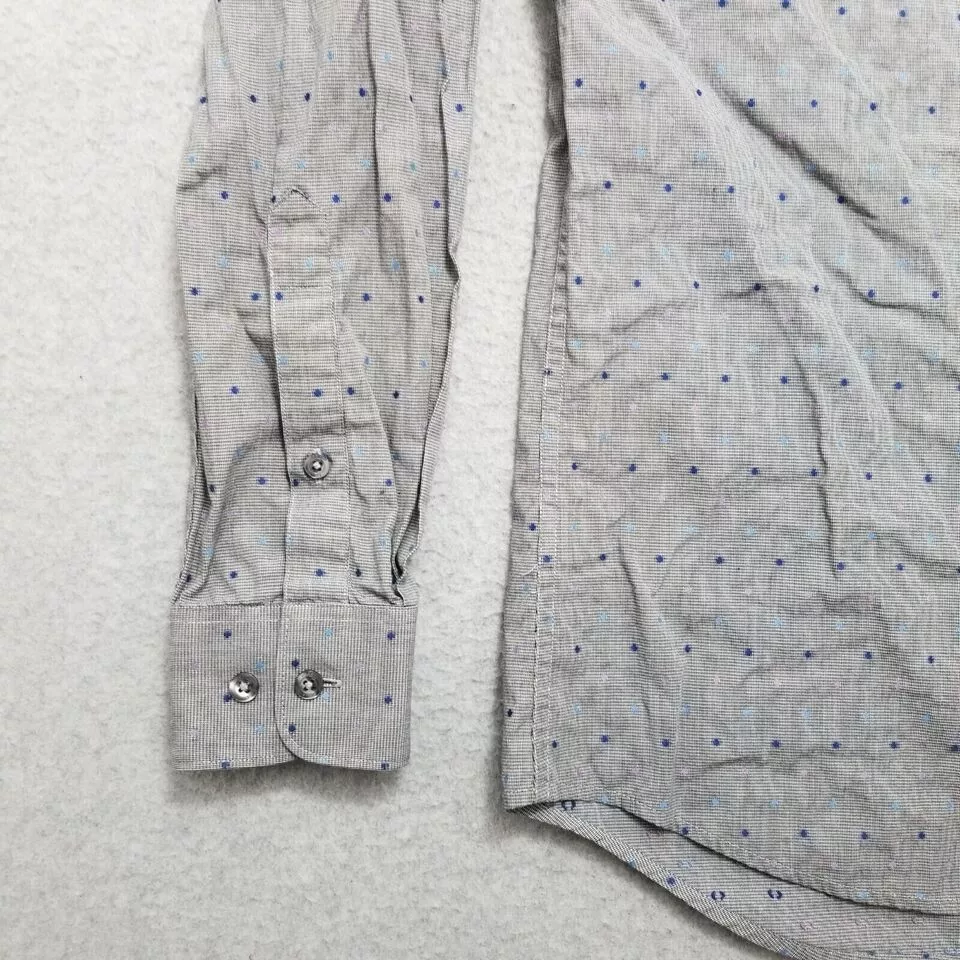 Perry Ellis Shirts Button Ups Perry Ellis Shirt Men Small Polka Dot Button Up Casual Gray