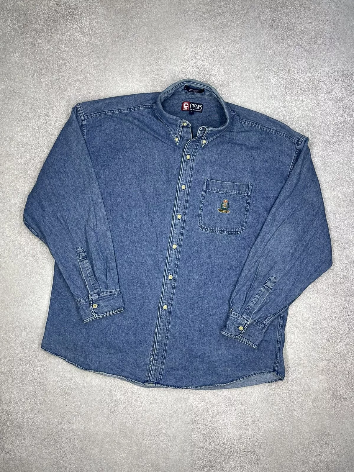 Chaps Ralph Lauren Shirts Button Ups Chaps Ralph Lauren × Polo Ralph Lauren × Vintage Vintage Ralph Lauren Chaps Denim Shirt Y2K Rugby Blue
